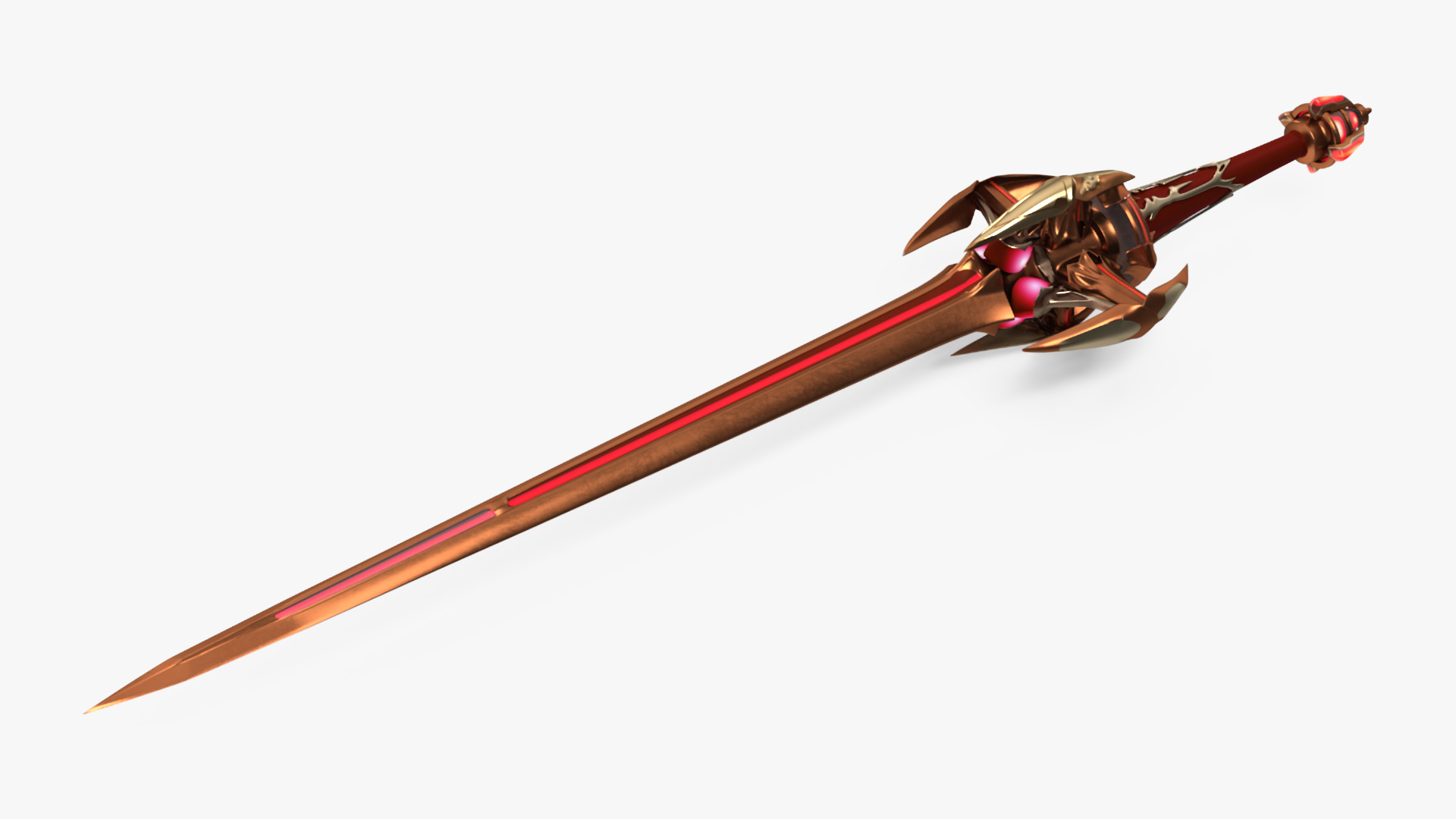 3D model Orange Futuristic Sword with Thorns