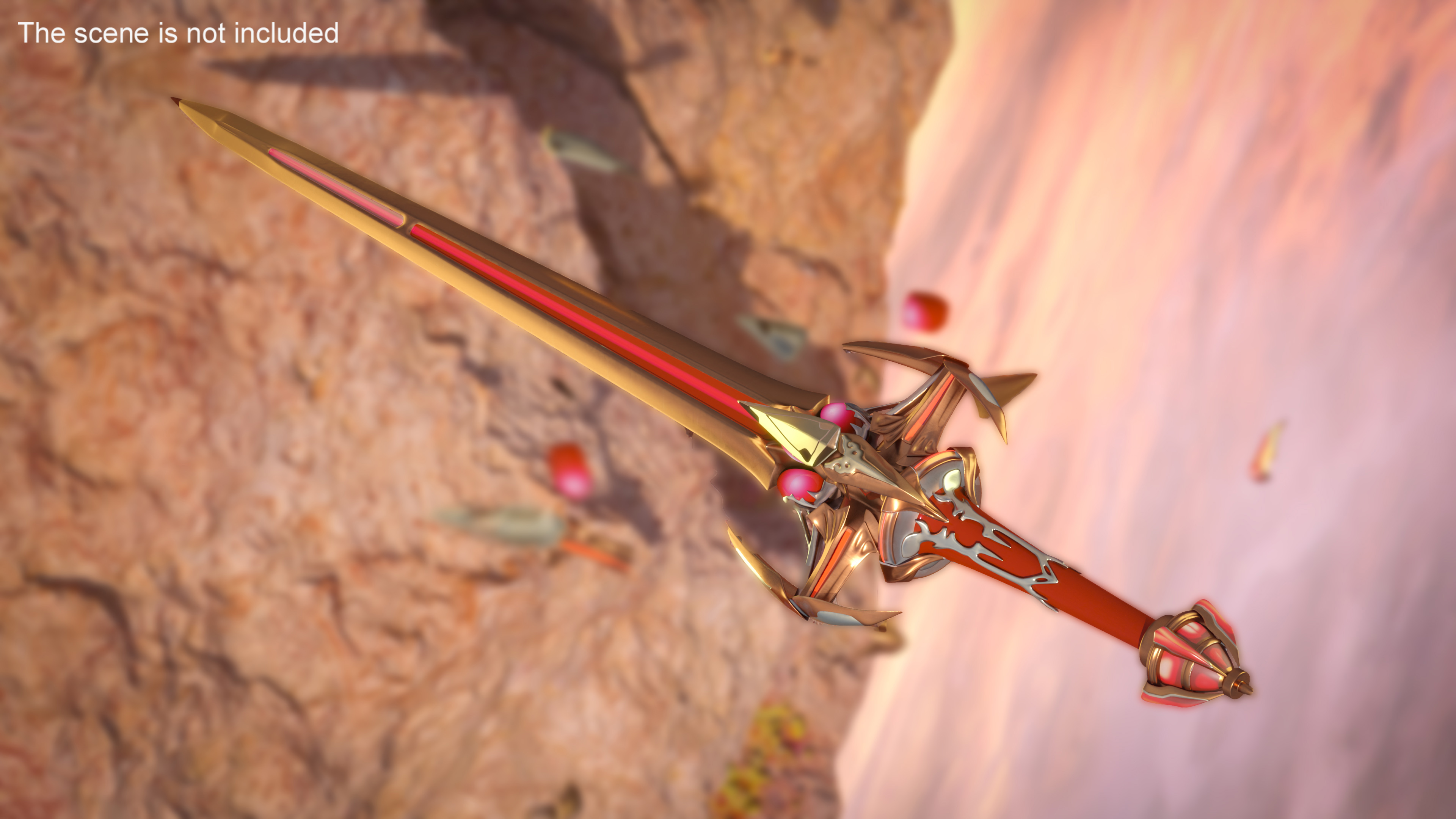 3D model Orange Futuristic Sword with Thorns