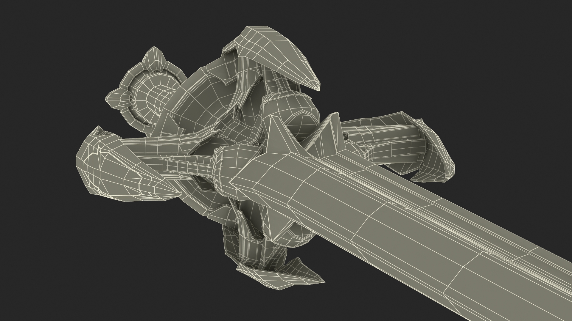 3D model Orange Futuristic Sword with Thorns