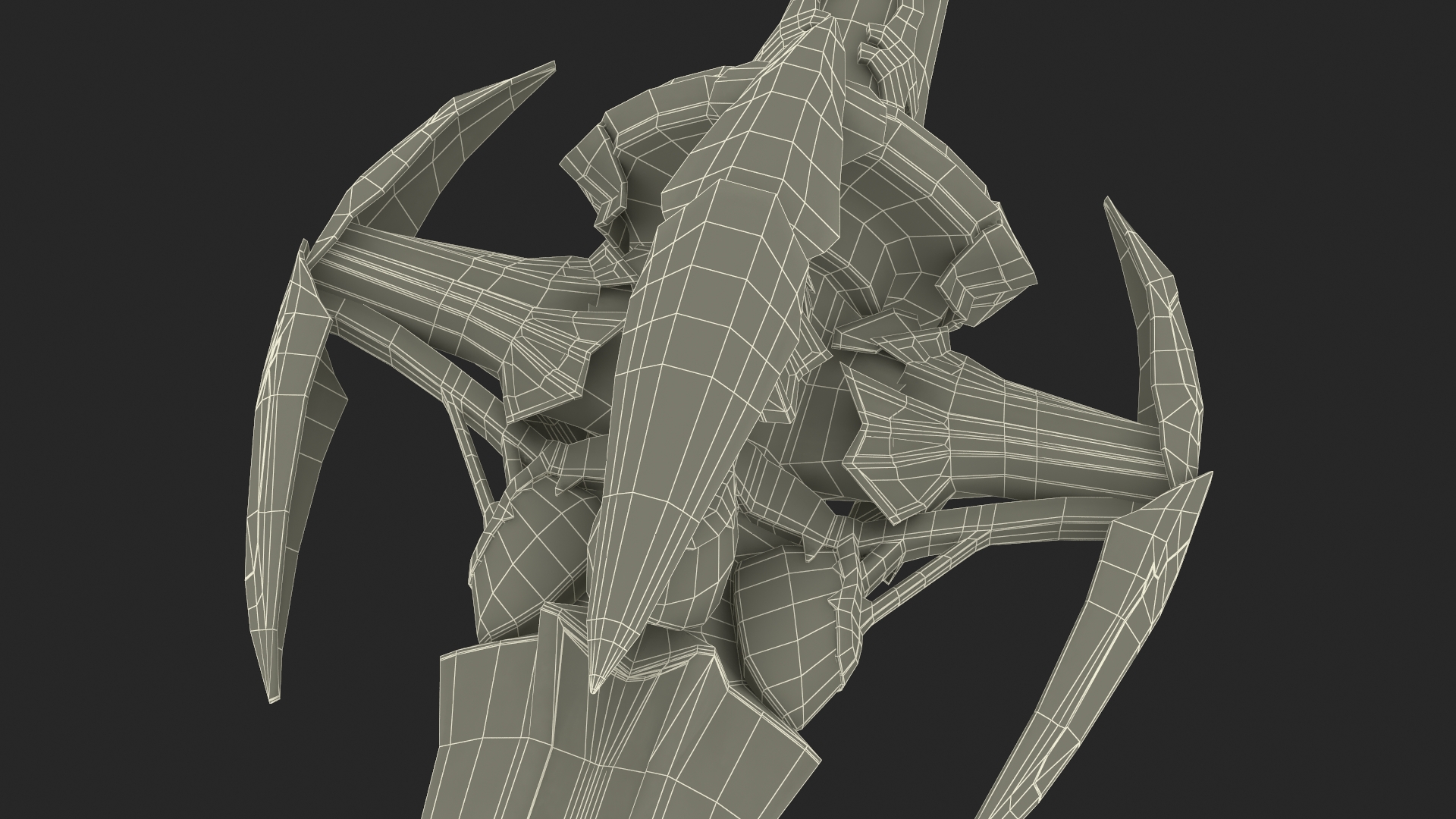 3D model Orange Futuristic Sword with Thorns
