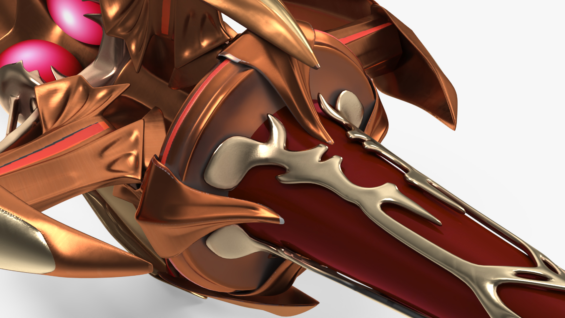 3D model Orange Futuristic Sword with Thorns