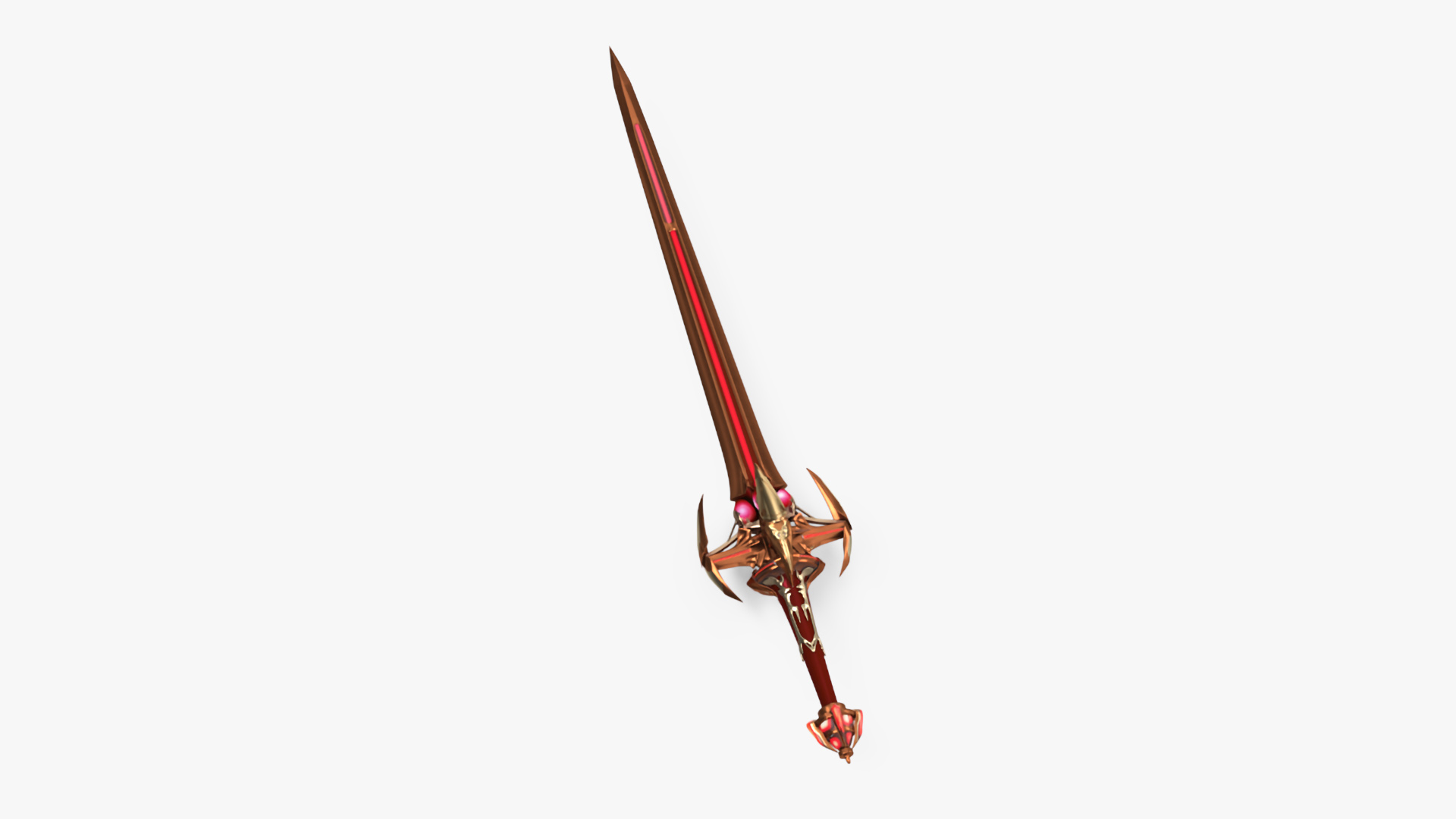 3D model Orange Futuristic Sword with Thorns