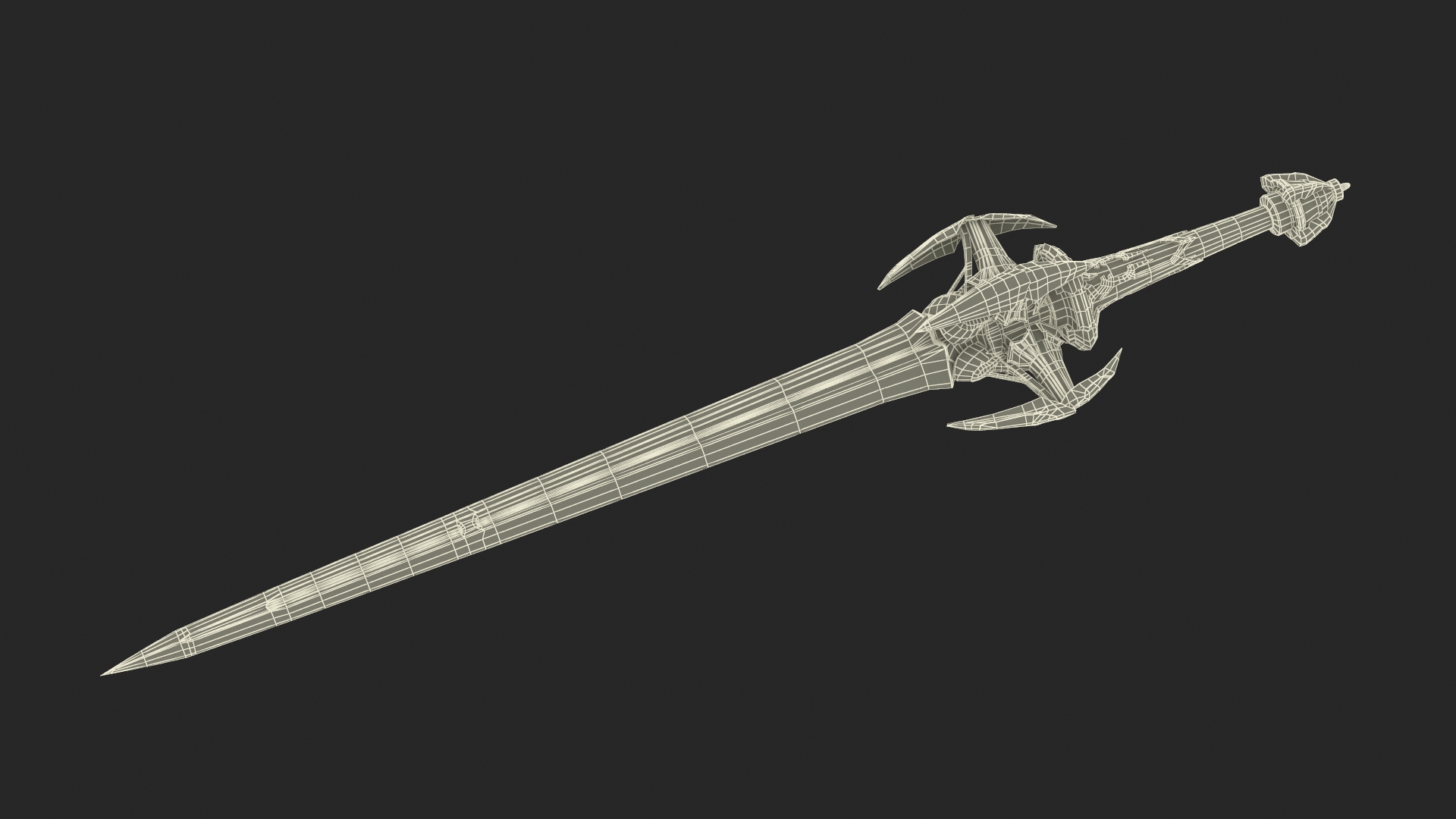 3D model Orange Futuristic Sword with Thorns