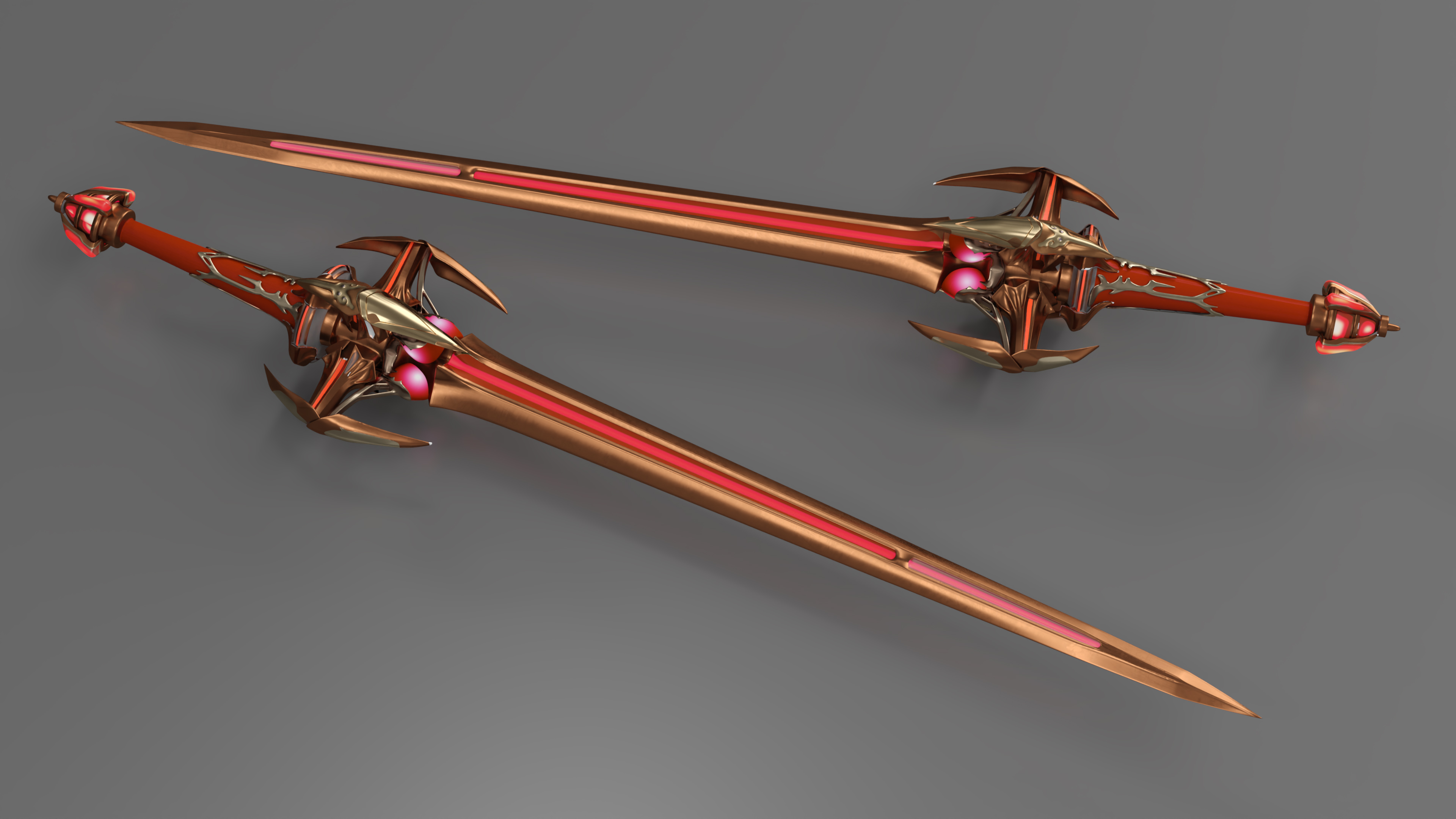3D model Orange Futuristic Sword with Thorns
