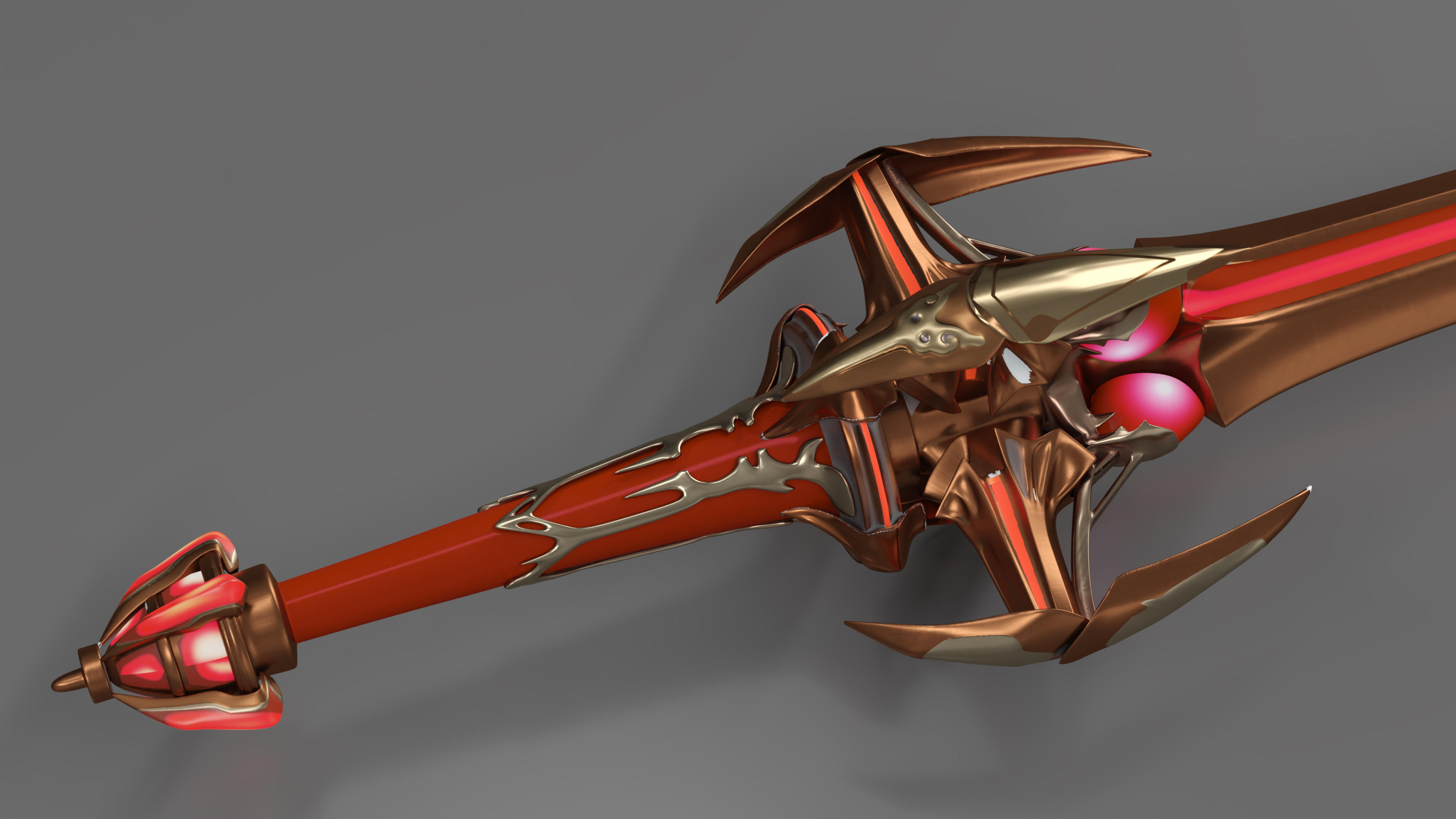 3D model Orange Futuristic Sword with Thorns