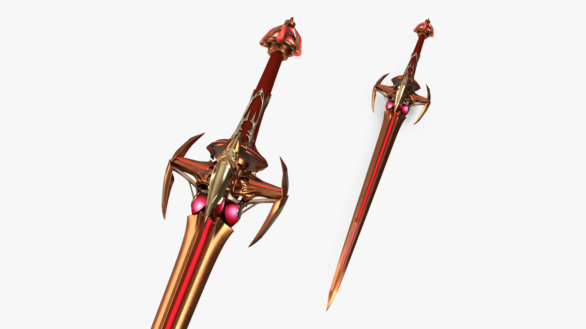 3D model Orange Futuristic Sword with Thorns