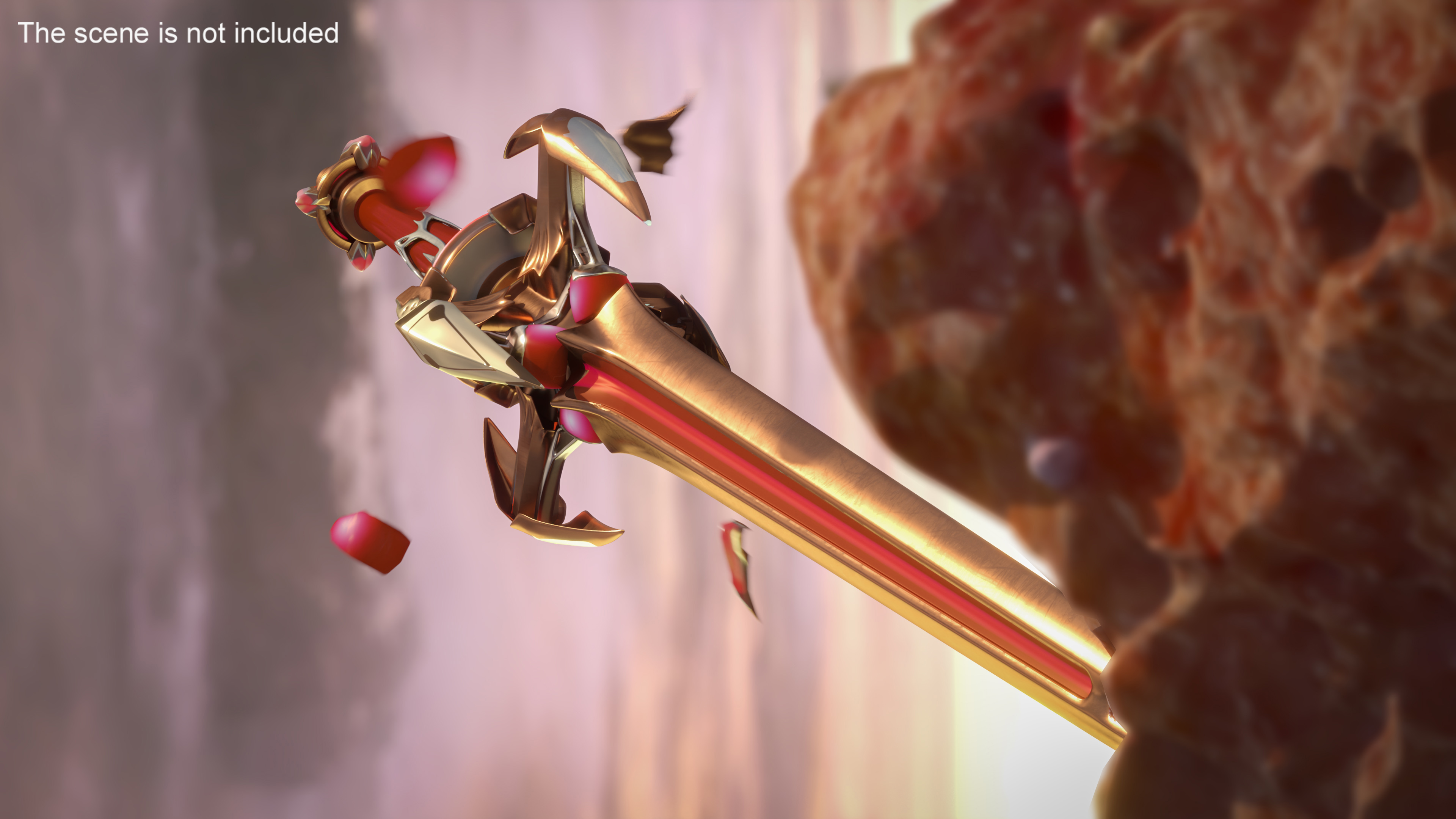 3D model Orange Futuristic Sword with Thorns