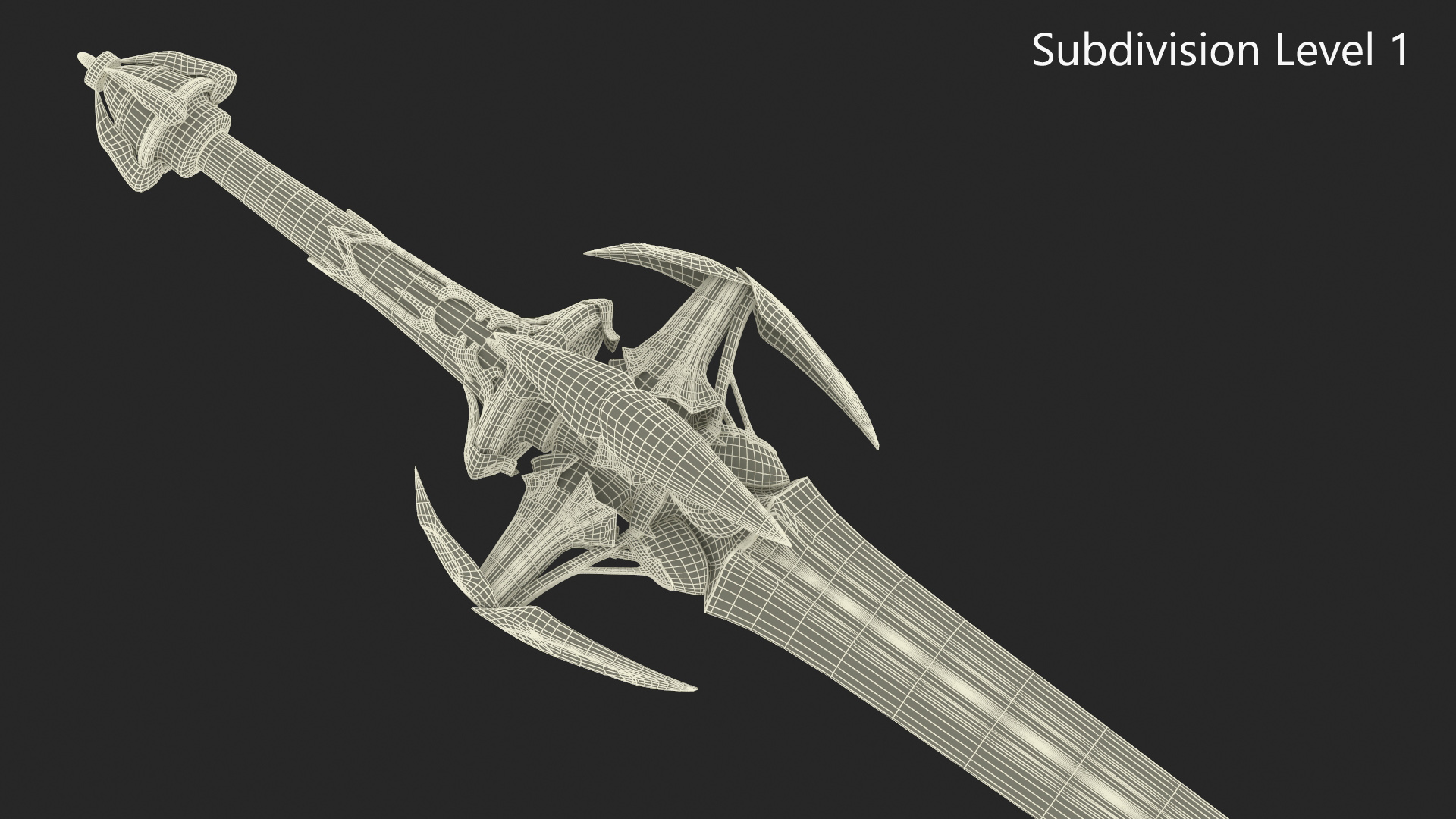 3D model Orange Futuristic Sword with Thorns