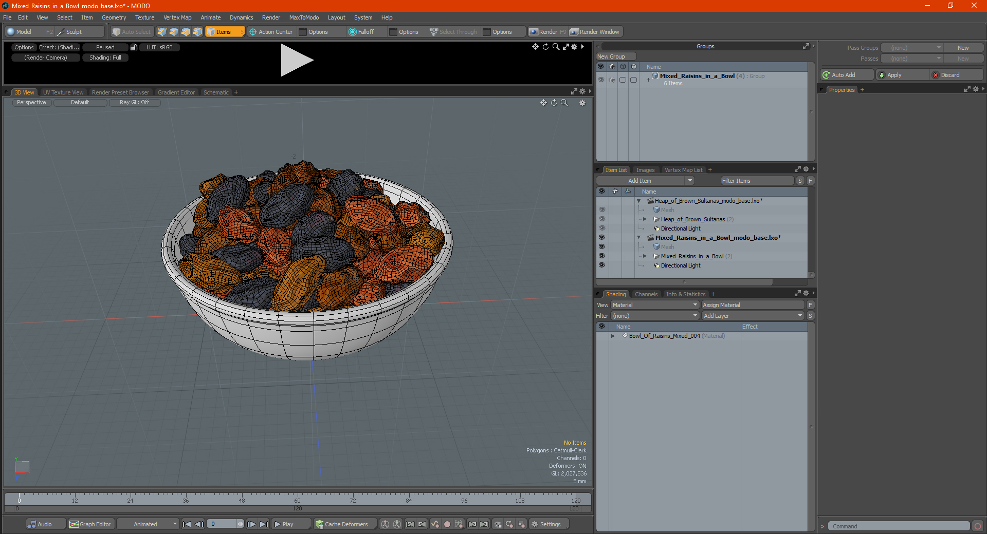 3D Mixed Raisins in a Bowl model