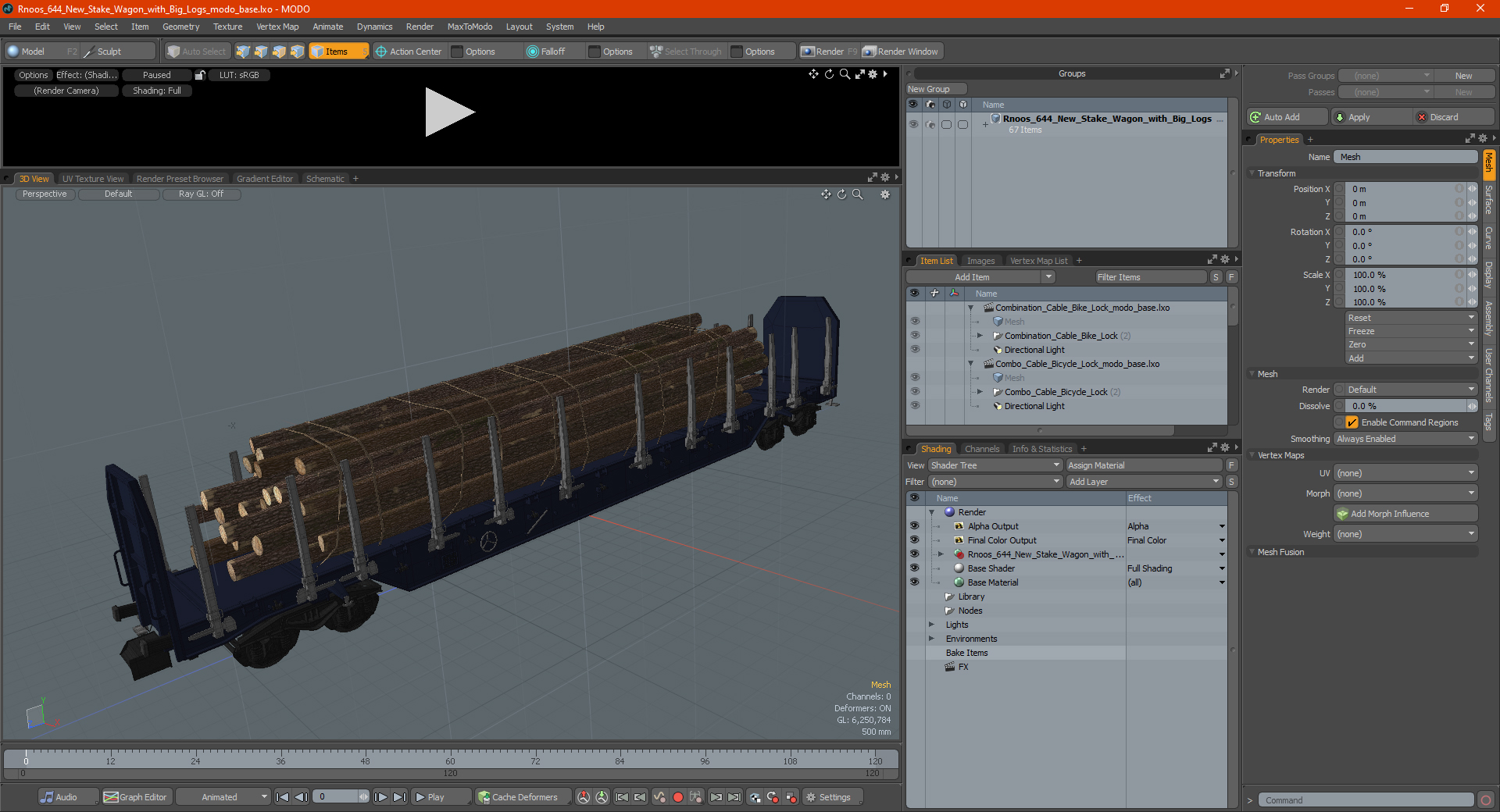 Rnoos 644 New Stake Wagon with Big Logs 3D model