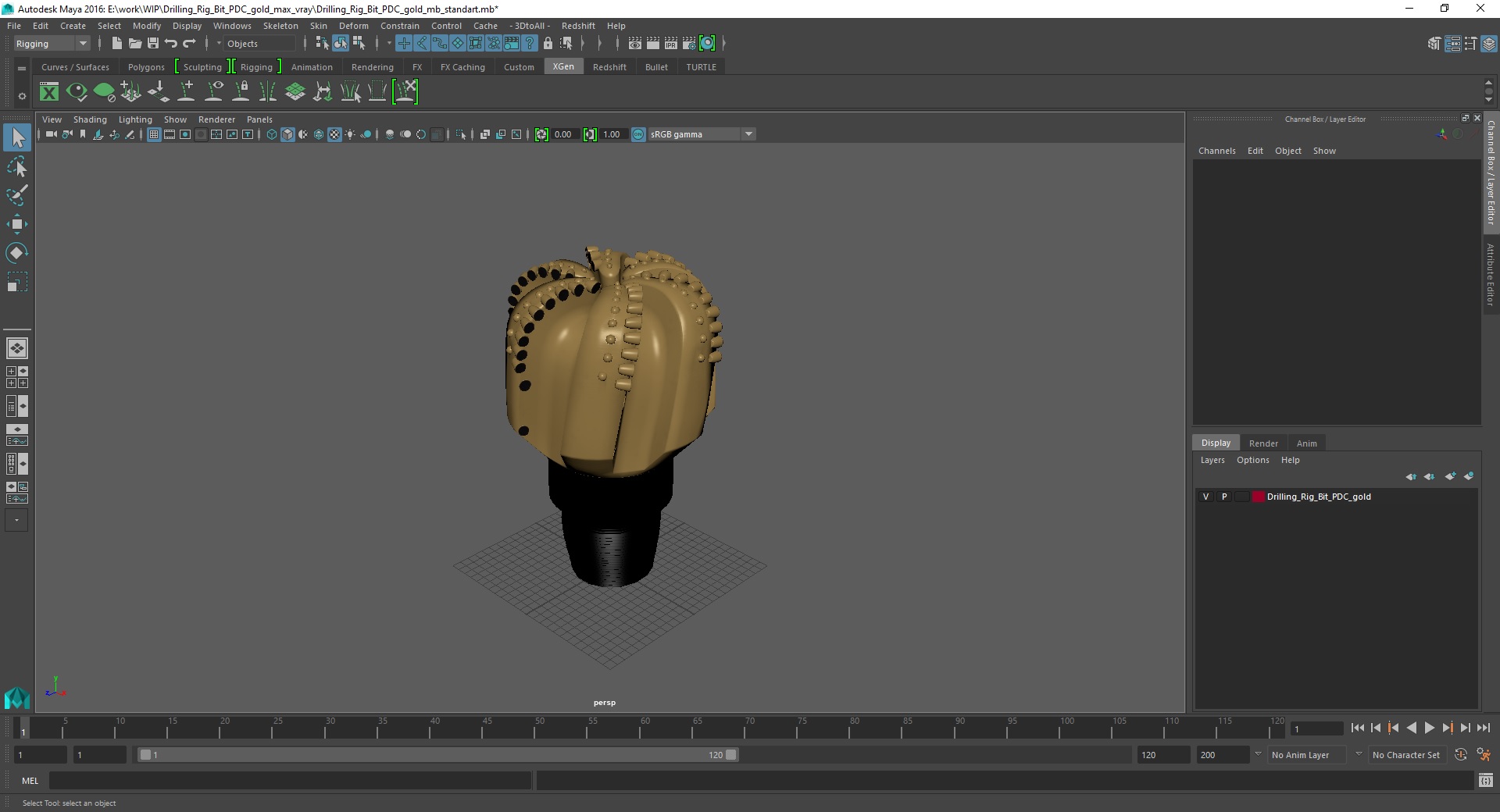 3D model Drilling Rig Bit PDC Gold