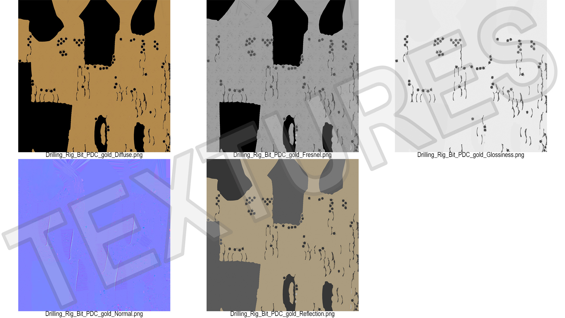 3D model Drilling Rig Bit PDC Gold