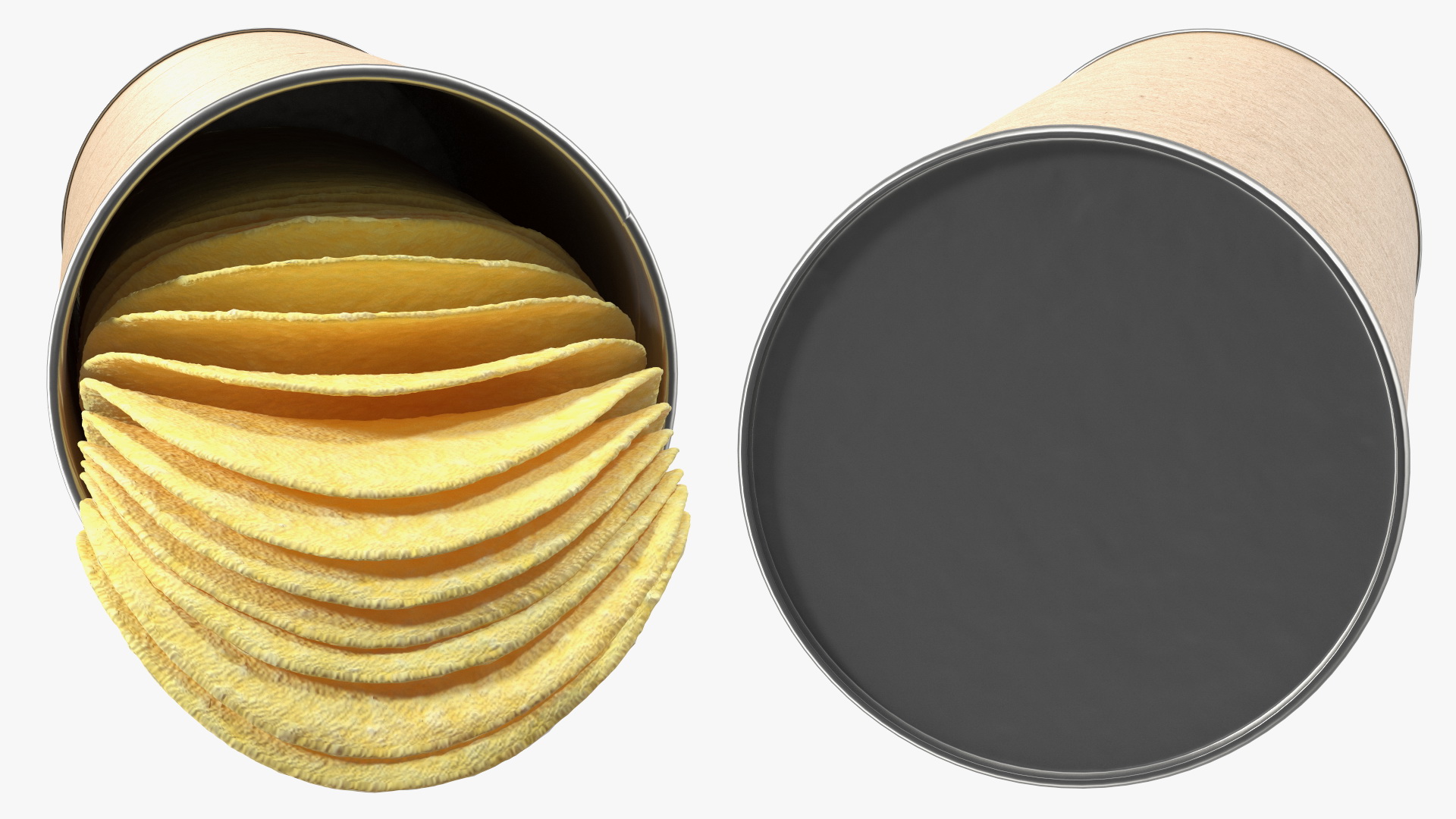 3D Open Paper Tube of Potato Chips