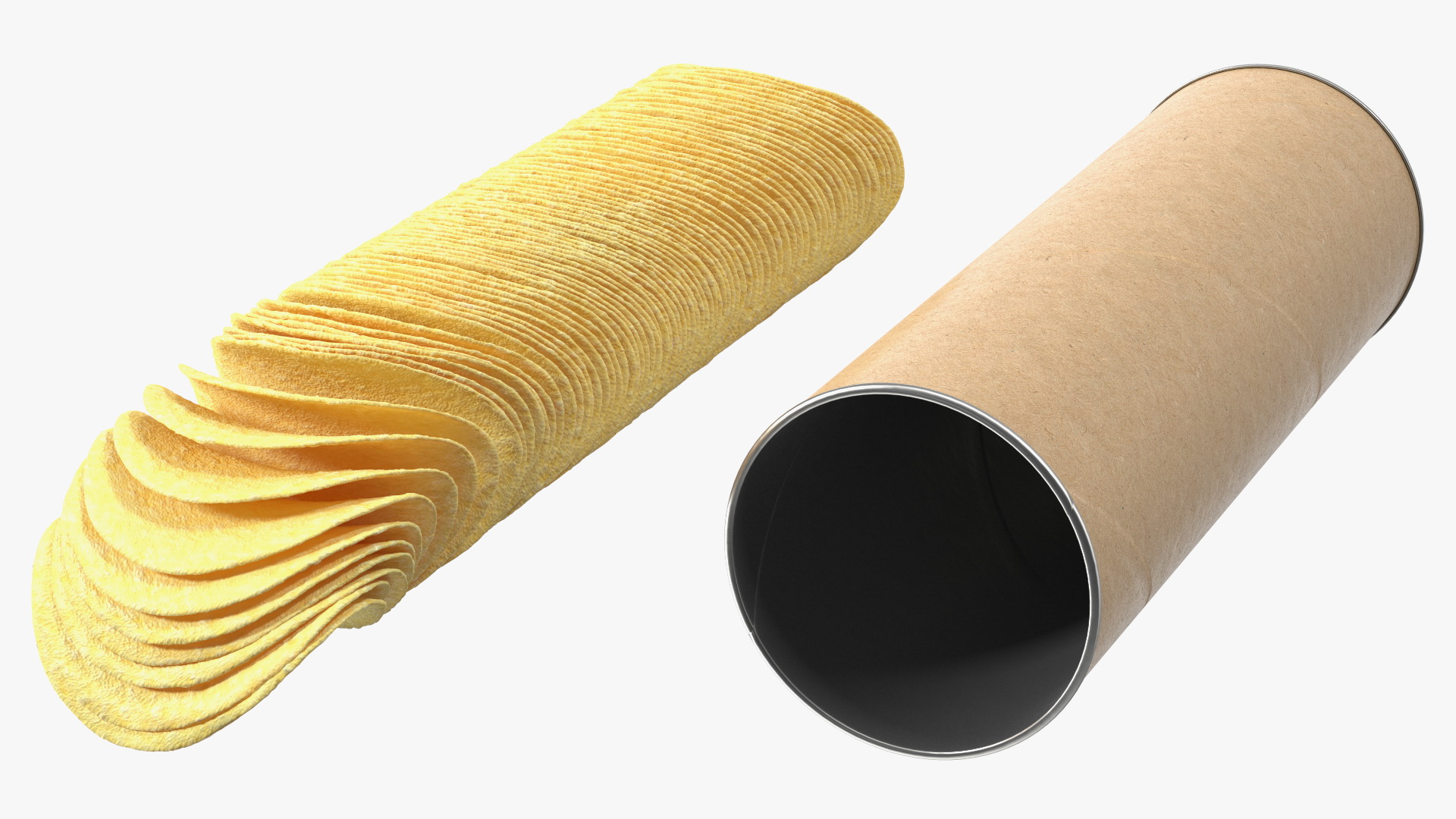 3D Open Paper Tube of Potato Chips