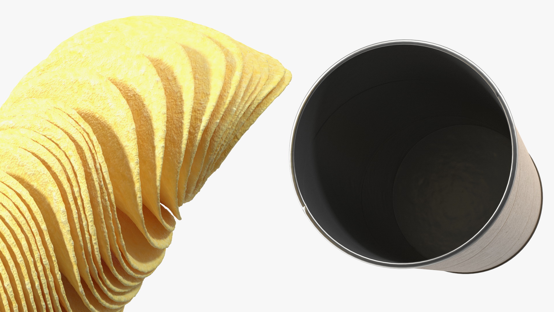 3D Open Paper Tube of Potato Chips