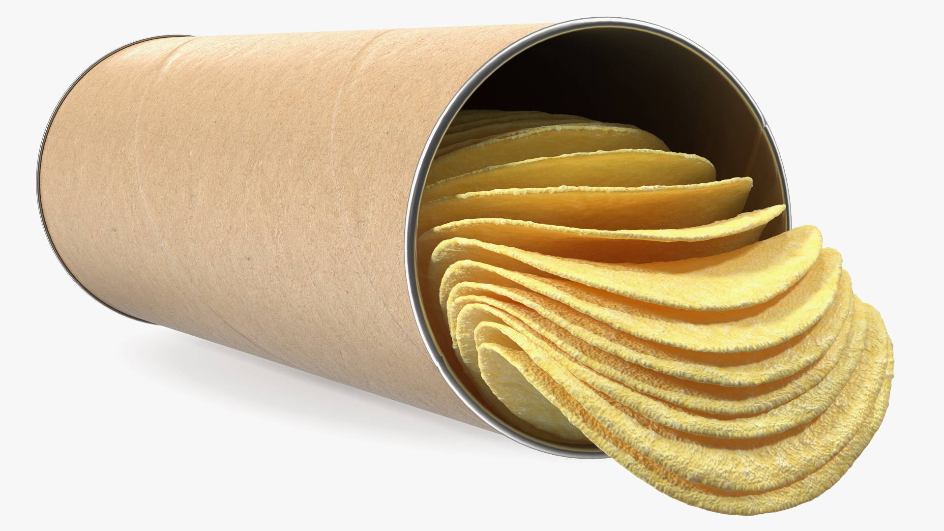 3D Open Paper Tube of Potato Chips