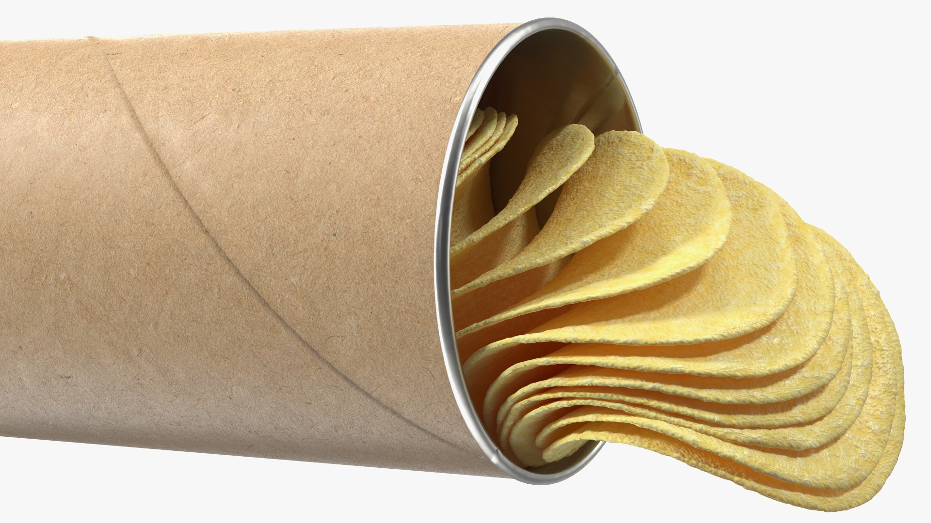 3D Open Paper Tube of Potato Chips