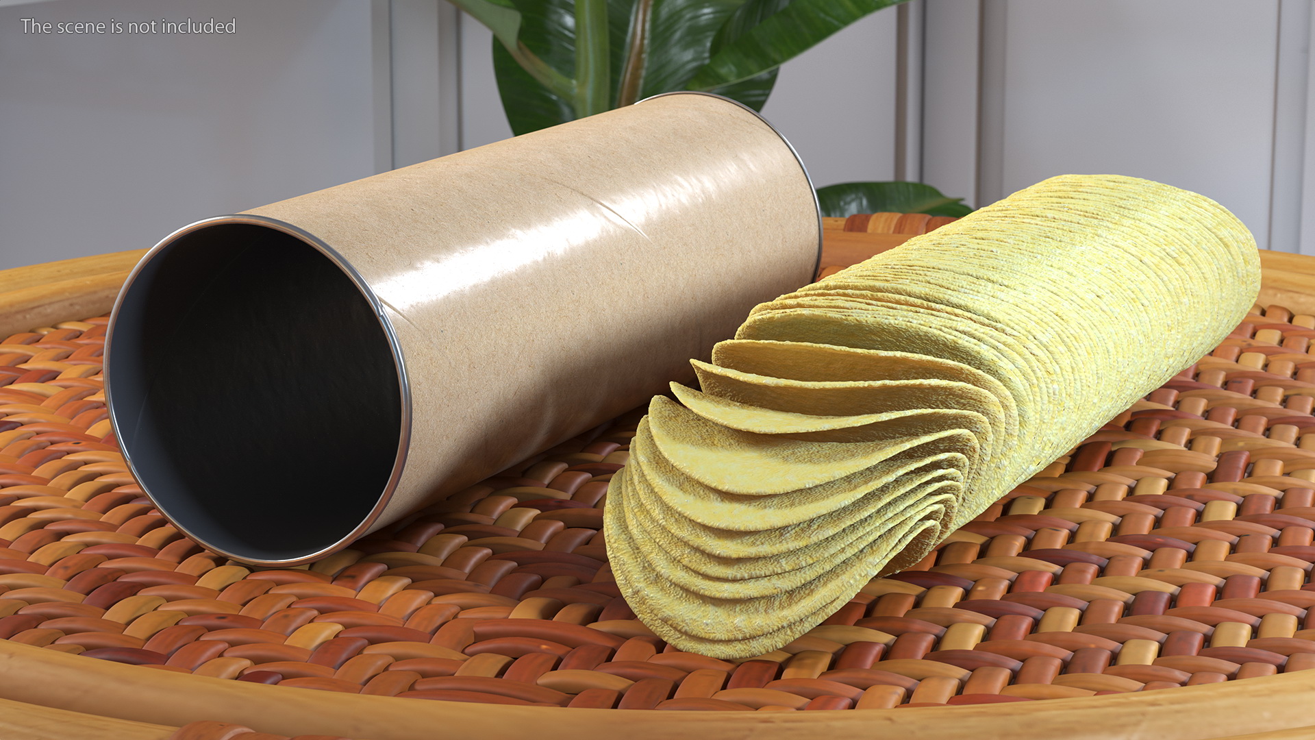 3D Open Paper Tube of Potato Chips