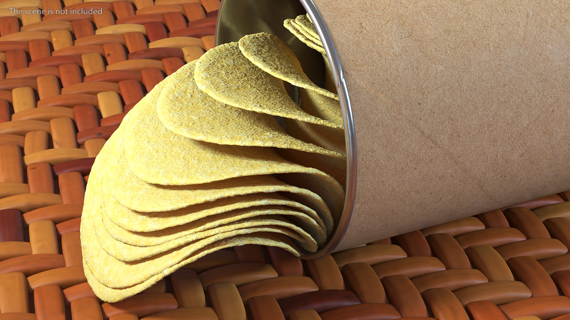 3D Open Paper Tube of Potato Chips