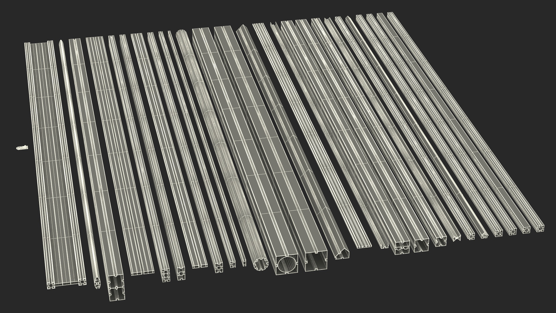 3D Black Metal Extrusions Set