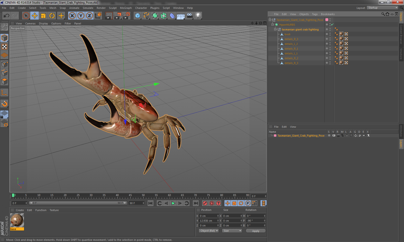 Tasmanian Giant Crab Fighting Pose 3D model