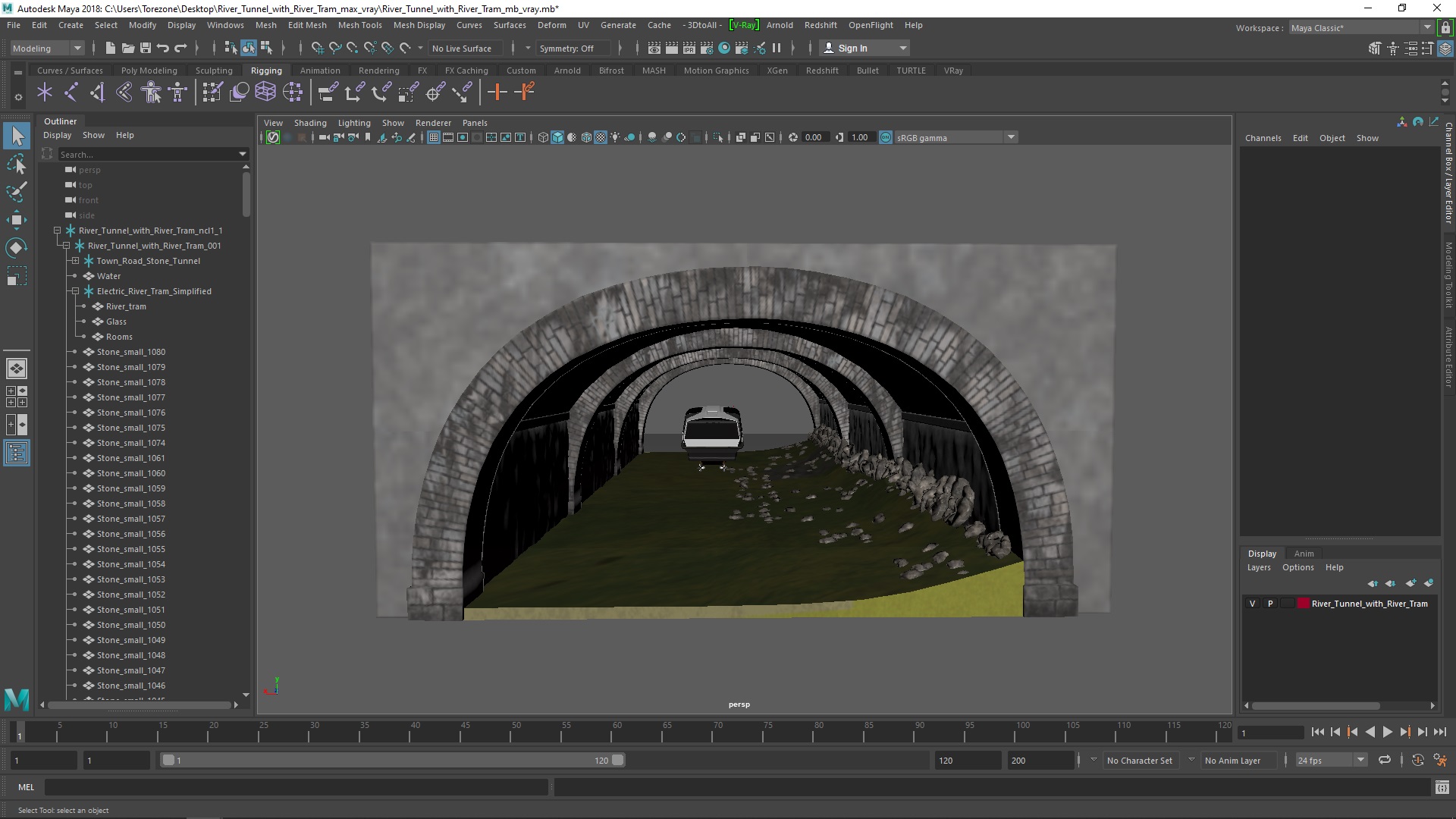 3D River Tunnel with River Tram model