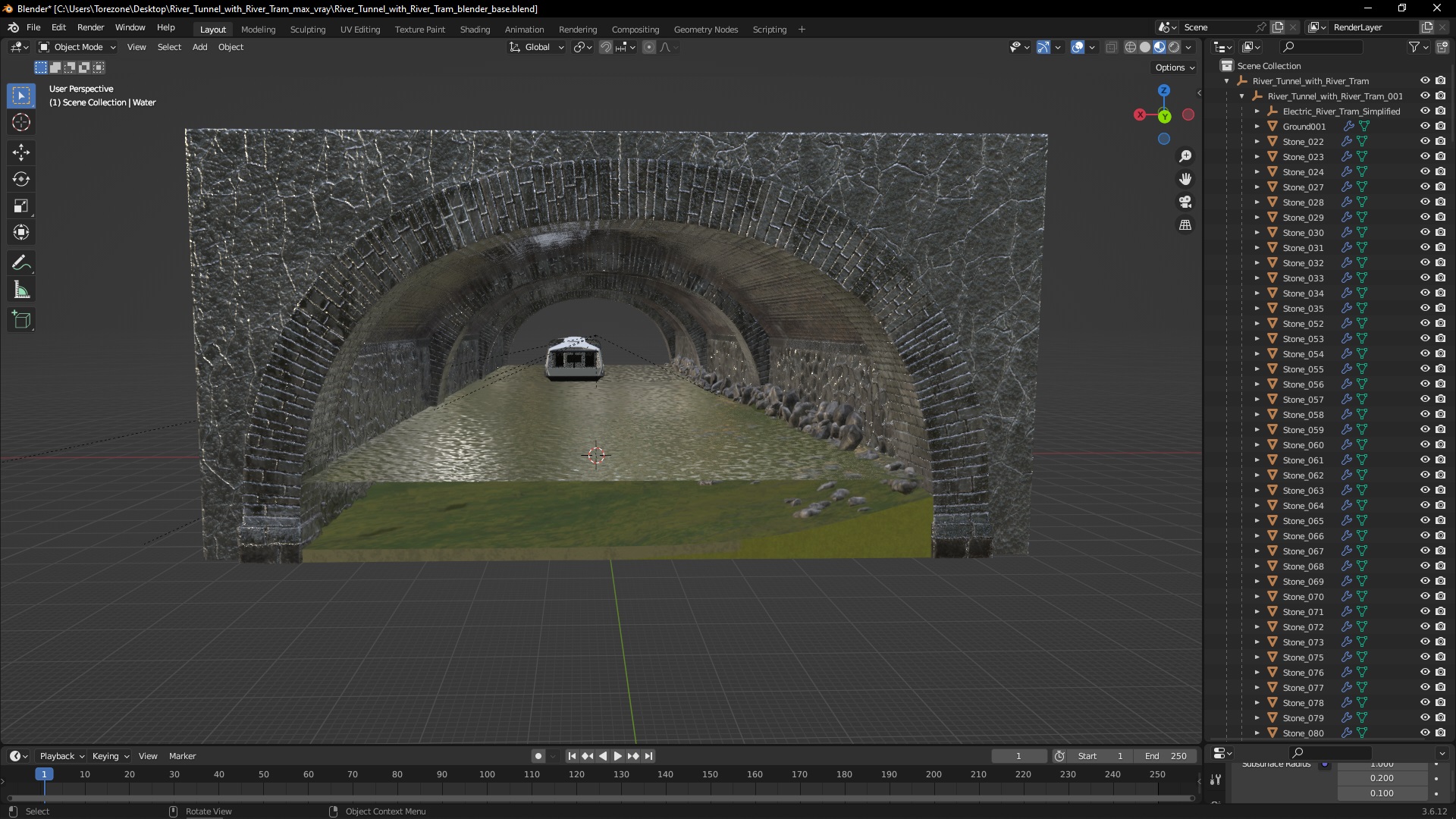 3D River Tunnel with River Tram model