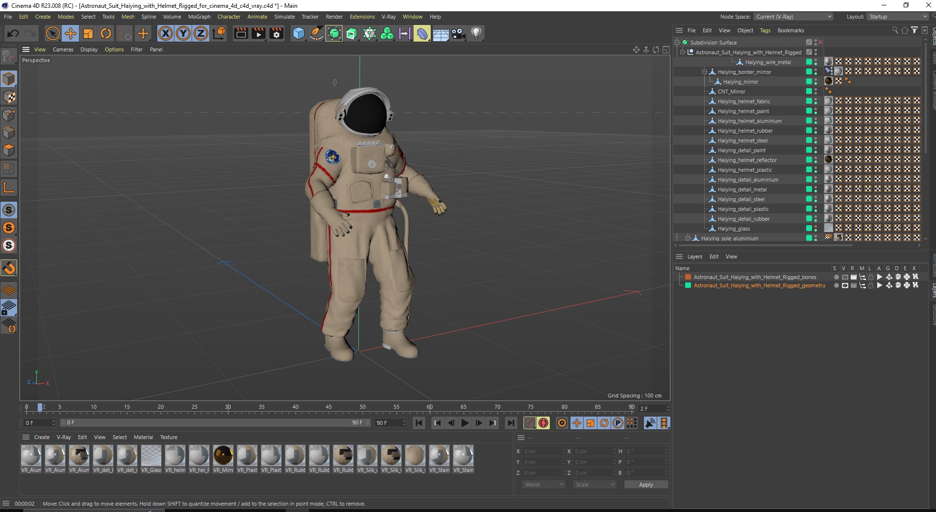 3D model Astronaut Suit Haiying with Helmet Rigged for Cinema 4D