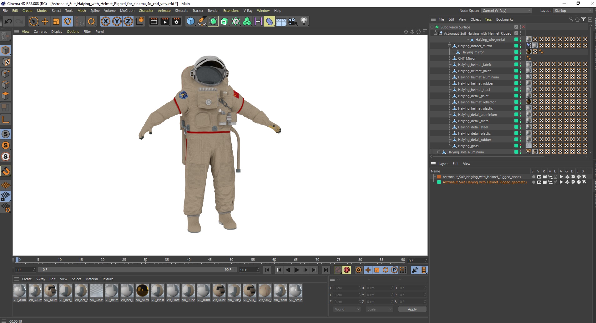 3D model Astronaut Suit Haiying with Helmet Rigged for Cinema 4D
