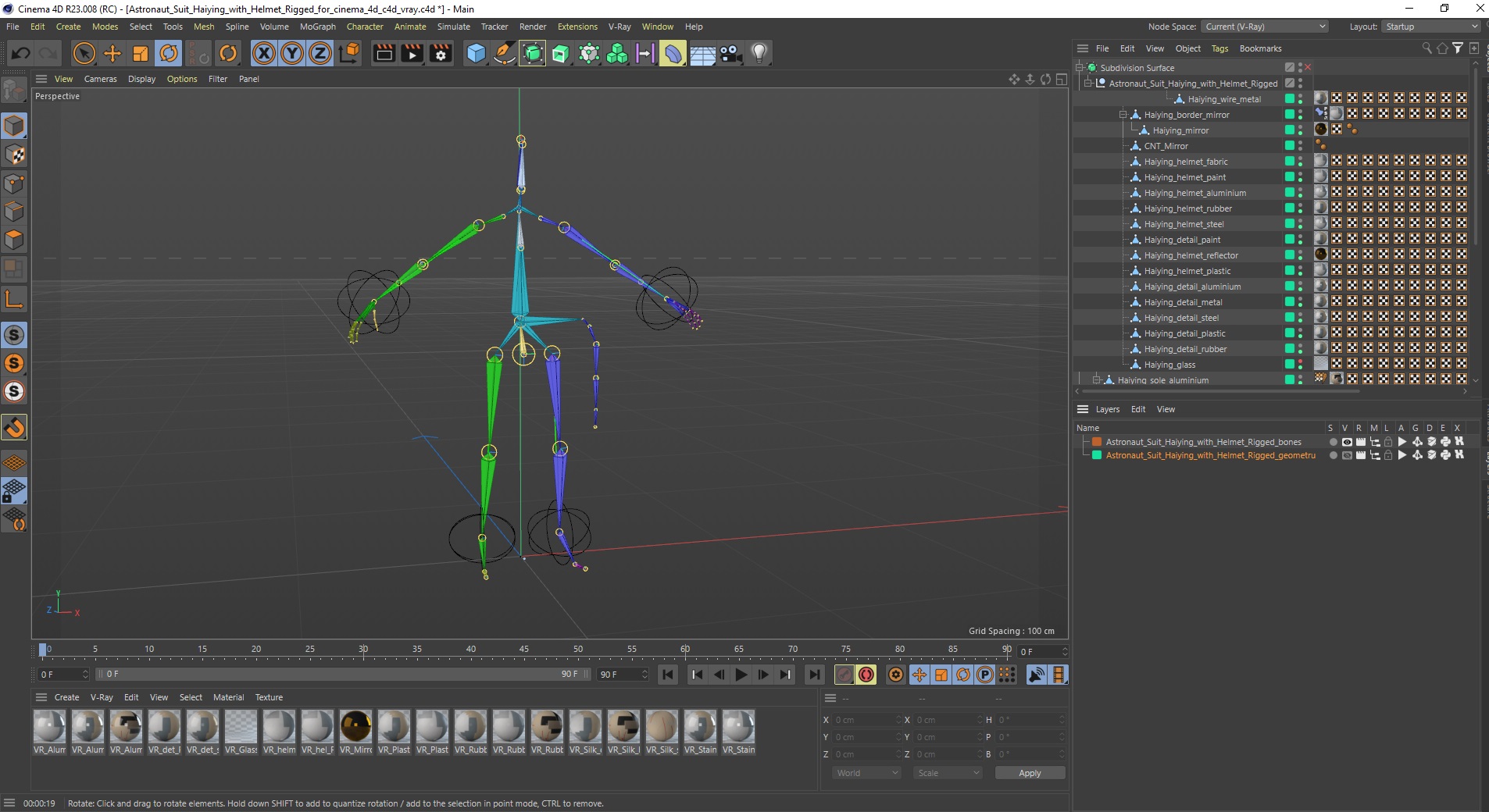 3D model Astronaut Suit Haiying with Helmet Rigged for Cinema 4D