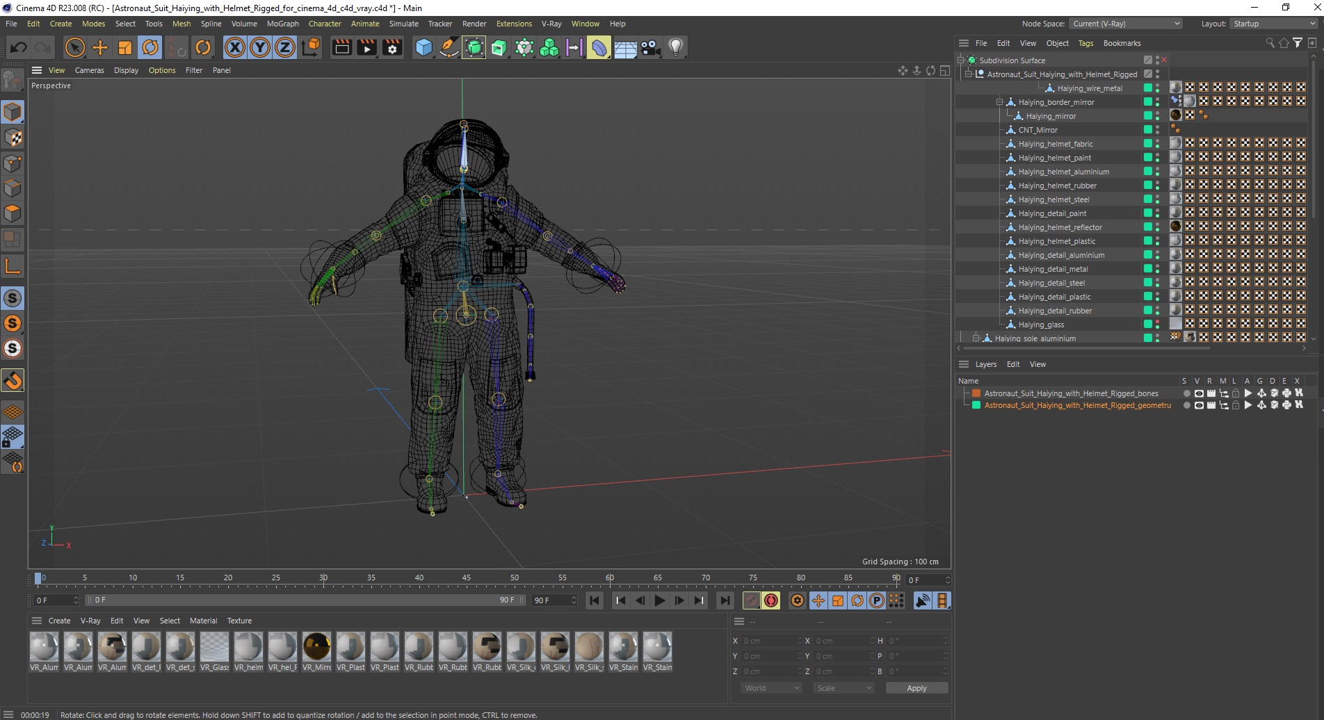 3D model Astronaut Suit Haiying with Helmet Rigged for Cinema 4D