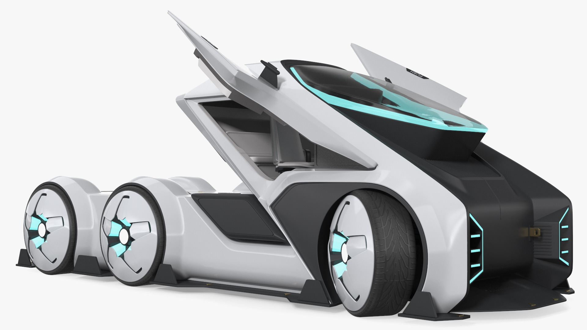 3D Futuristic Hi-Tech Truck White Rigged for Cinema 4D