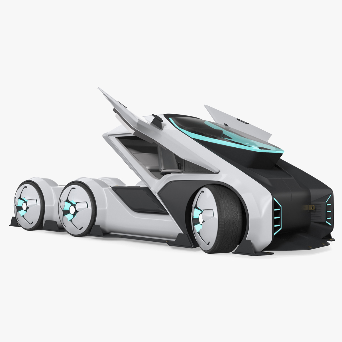 3D Futuristic Hi-Tech Truck White Rigged for Cinema 4D