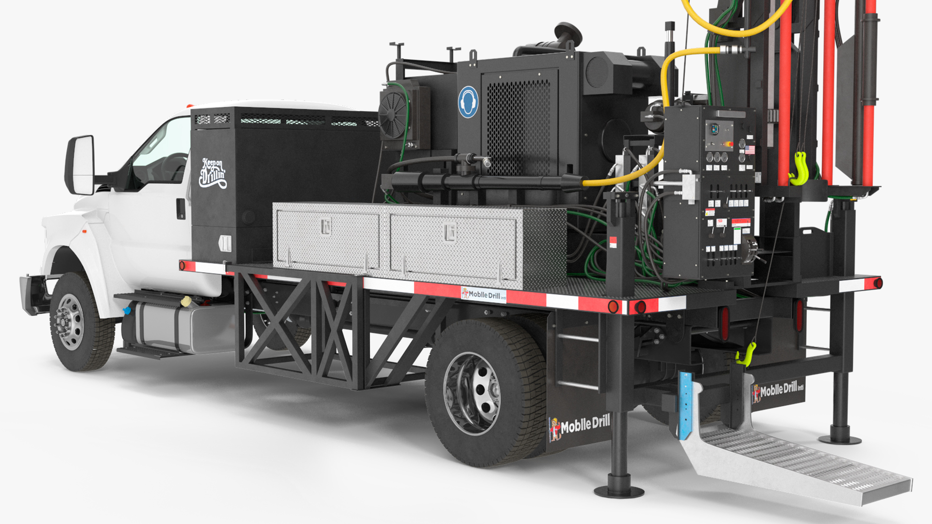 3D Working Mobile Drilling Rig on Truck