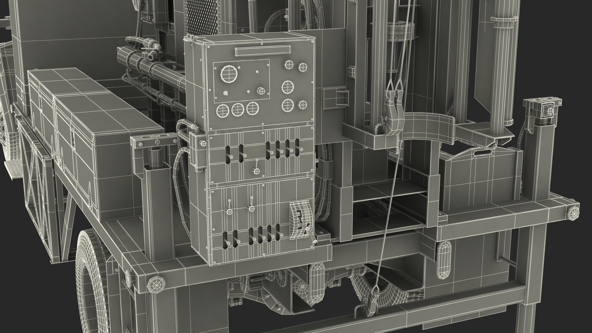 3D Working Mobile Drilling Rig on Truck