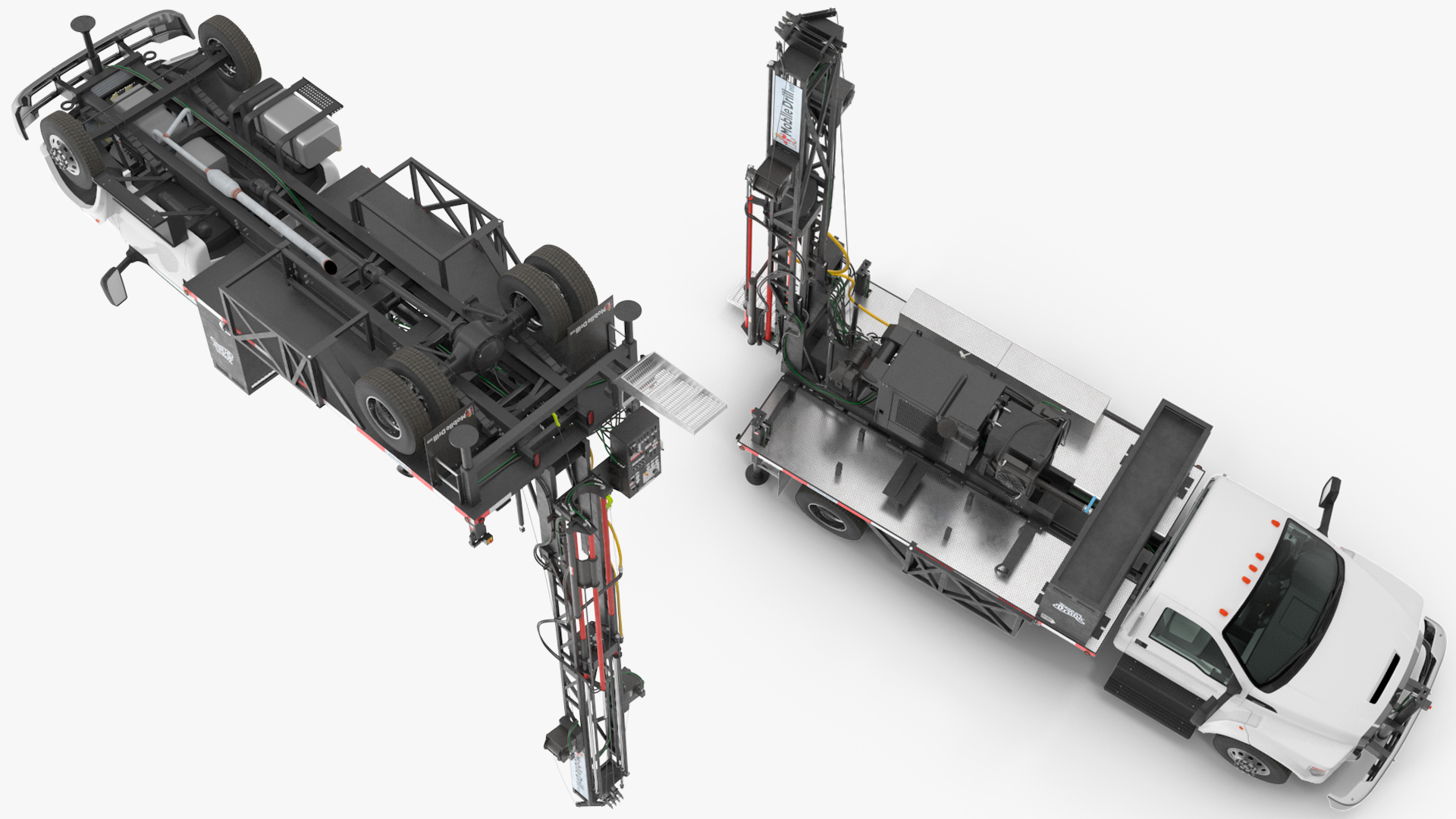 3D Working Mobile Drilling Rig on Truck
