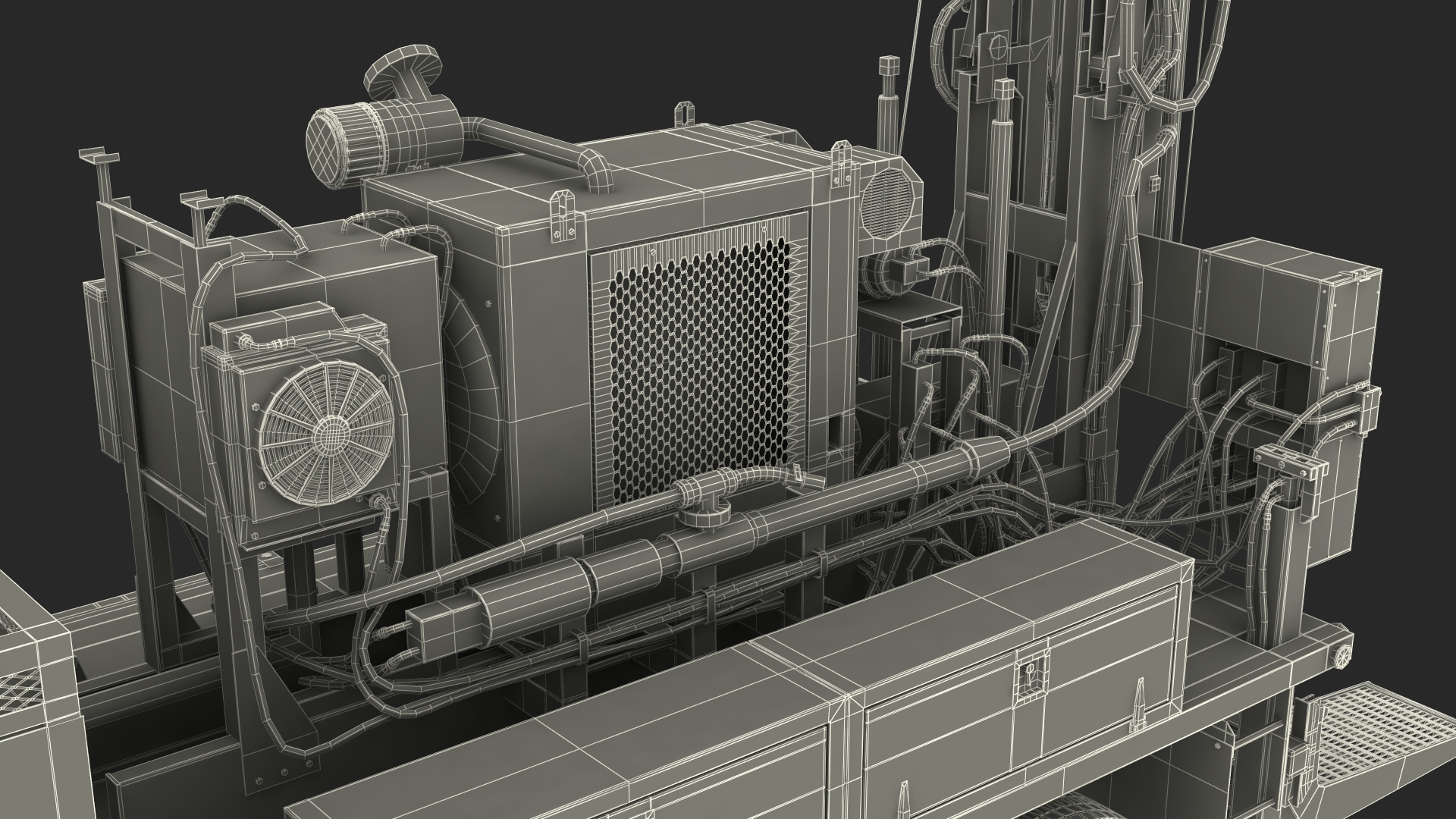 3D Working Mobile Drilling Rig on Truck