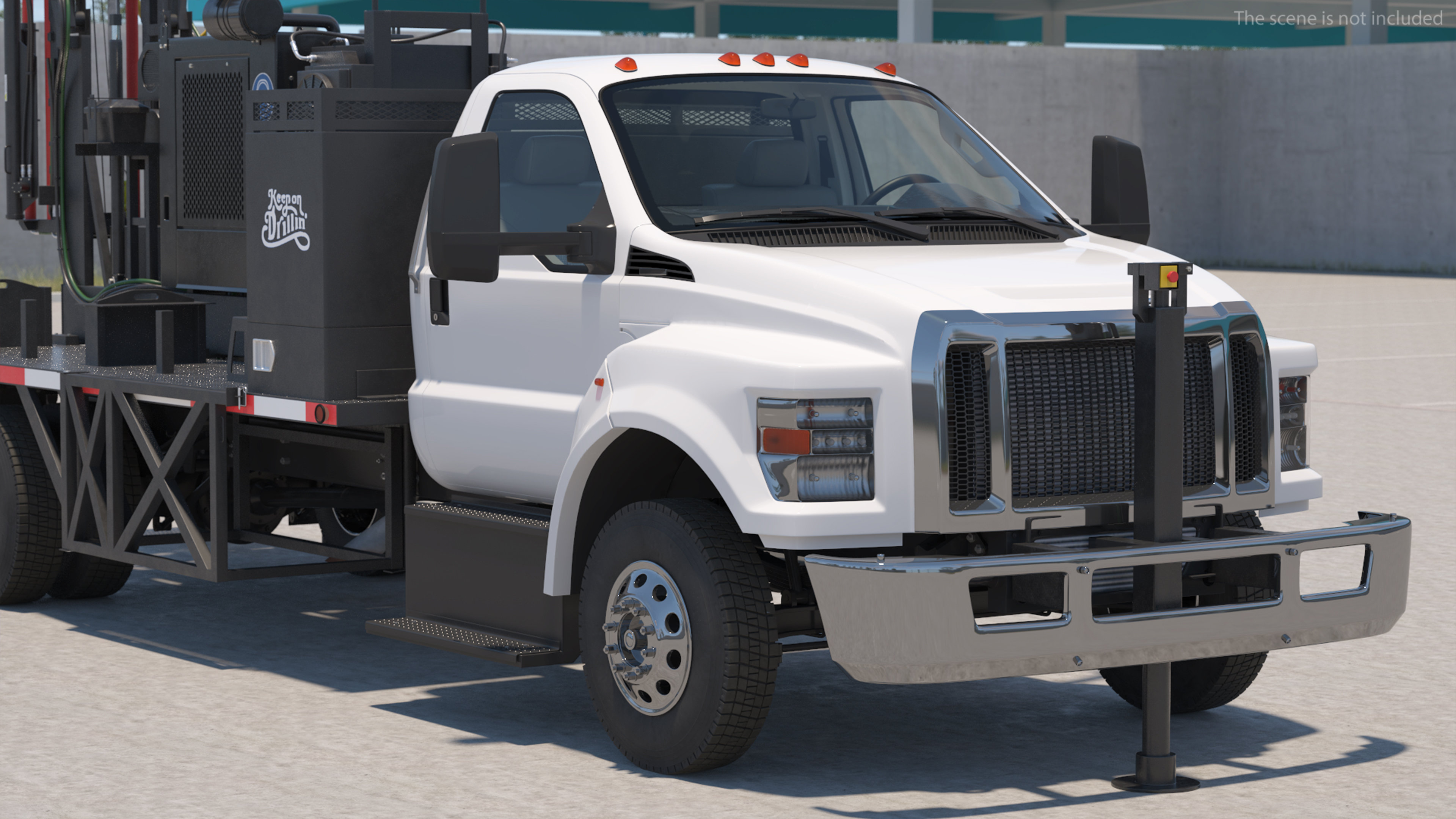 3D Working Mobile Drilling Rig on Truck