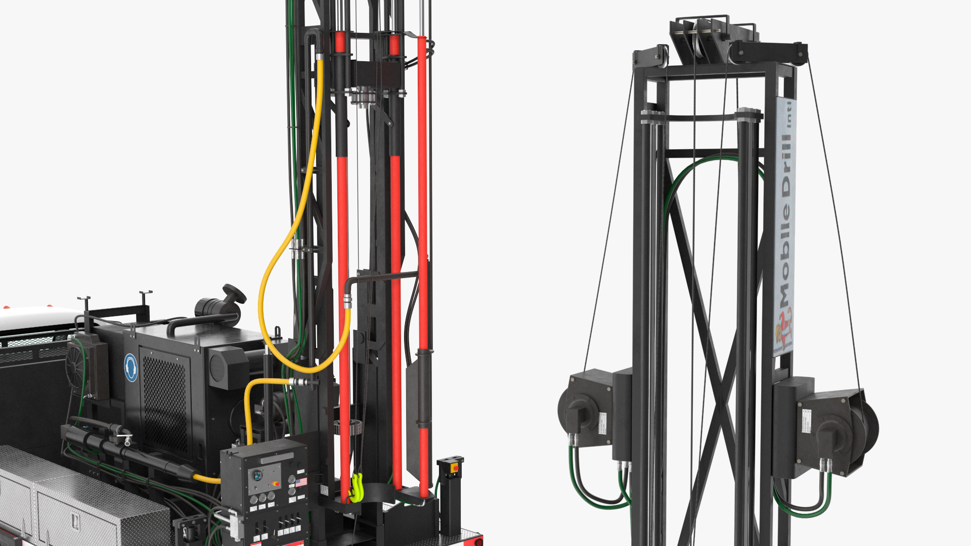 3D Working Mobile Drilling Rig on Truck