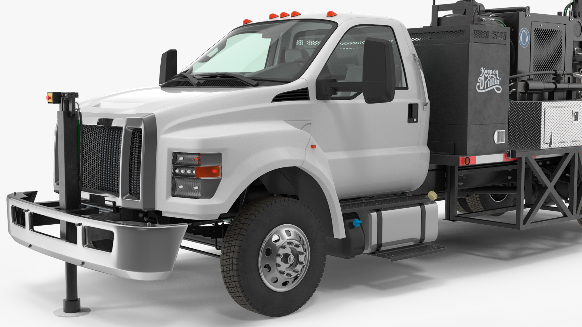 3D Working Mobile Drilling Rig on Truck