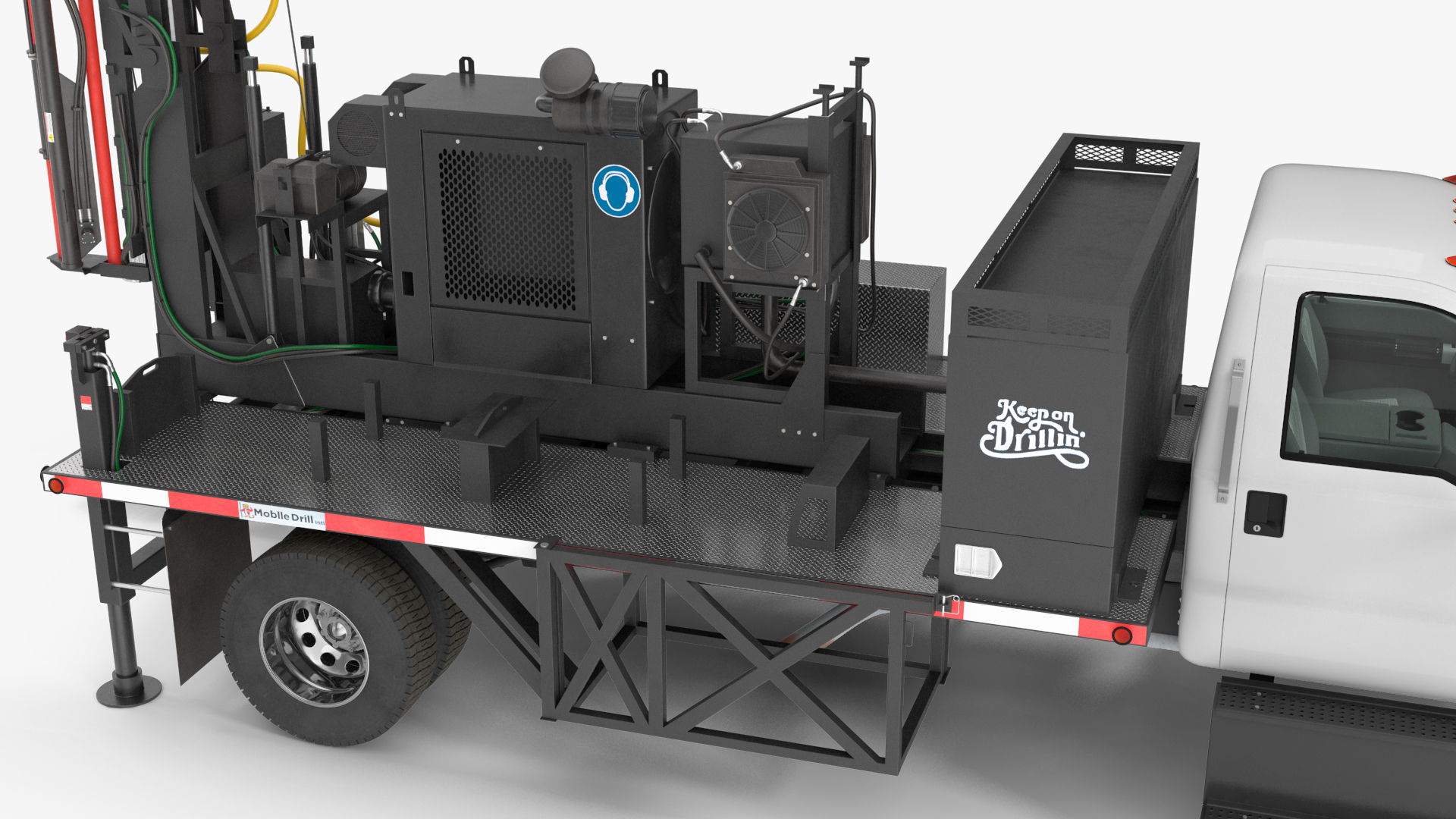 3D Working Mobile Drilling Rig on Truck