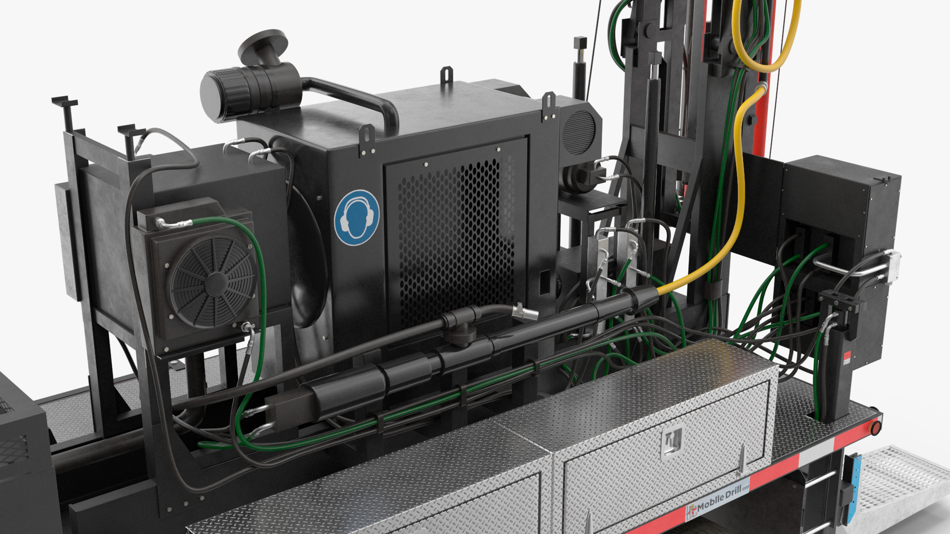 3D Working Mobile Drilling Rig on Truck