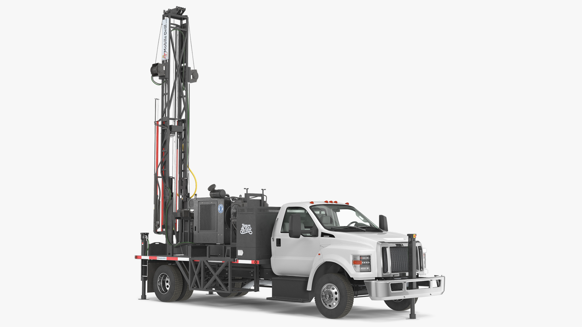 3D Working Mobile Drilling Rig on Truck