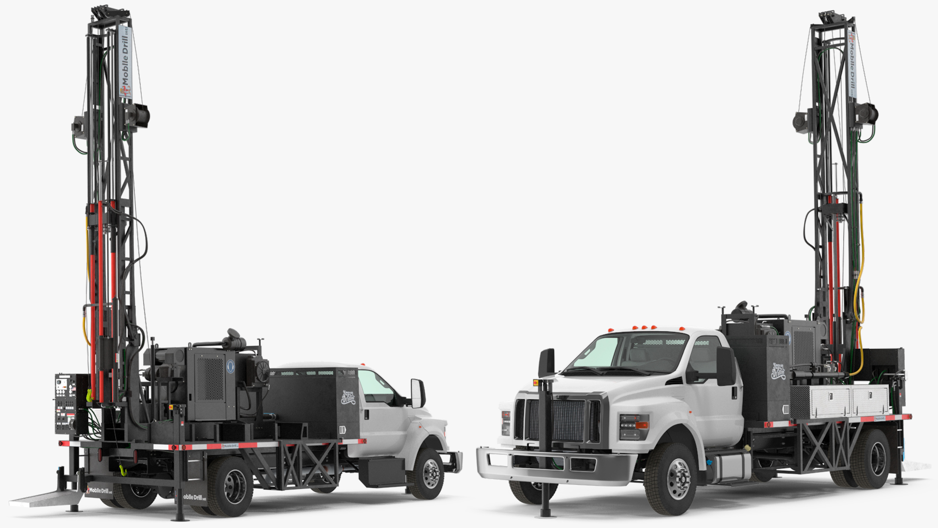 3D Working Mobile Drilling Rig on Truck