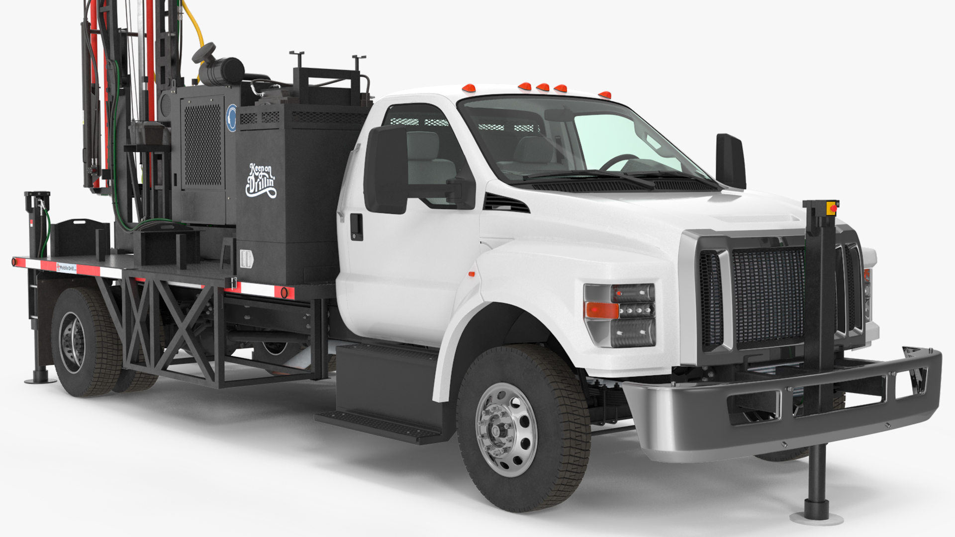 3D Working Mobile Drilling Rig on Truck