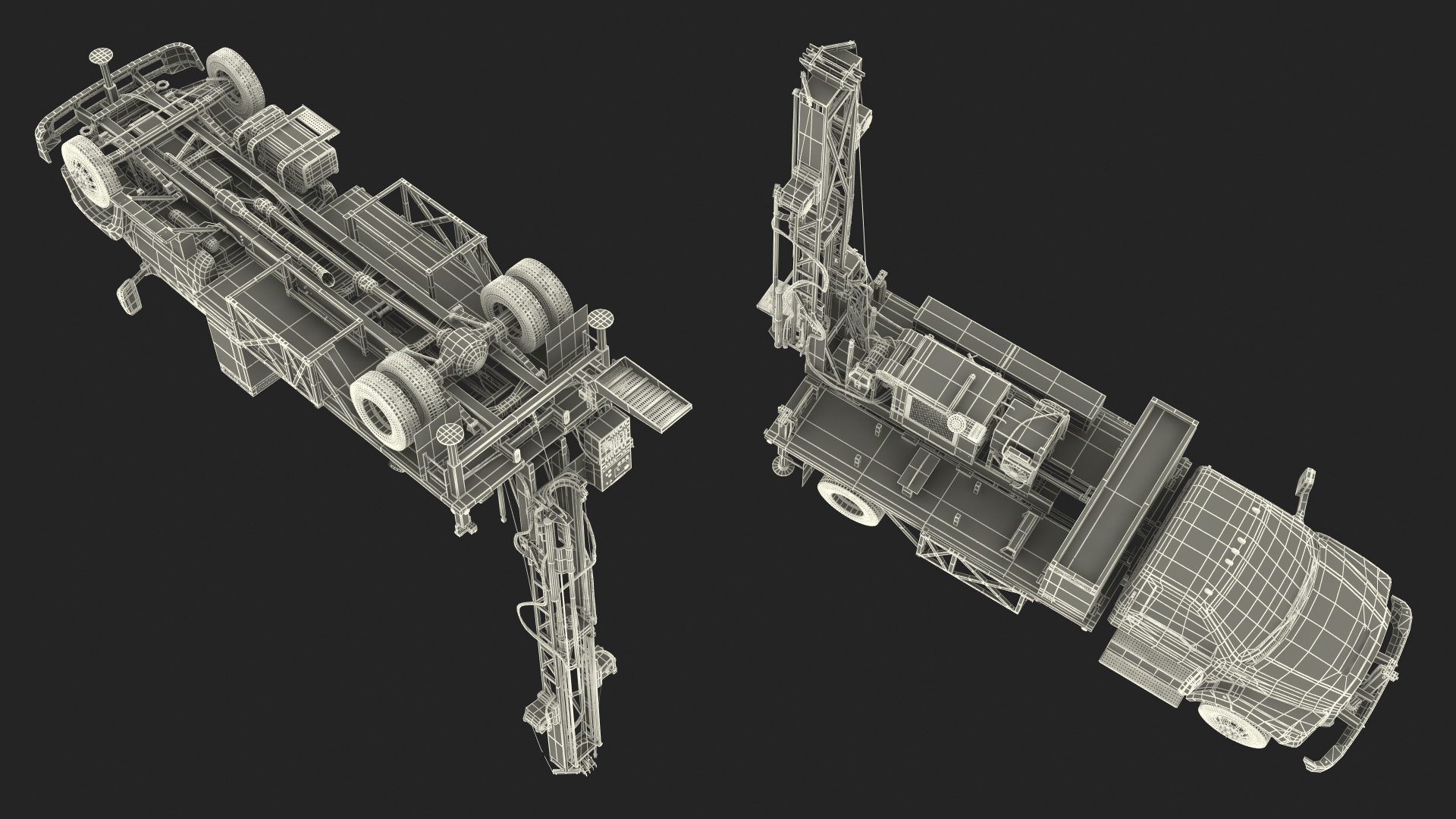 3D Working Mobile Drilling Rig on Truck