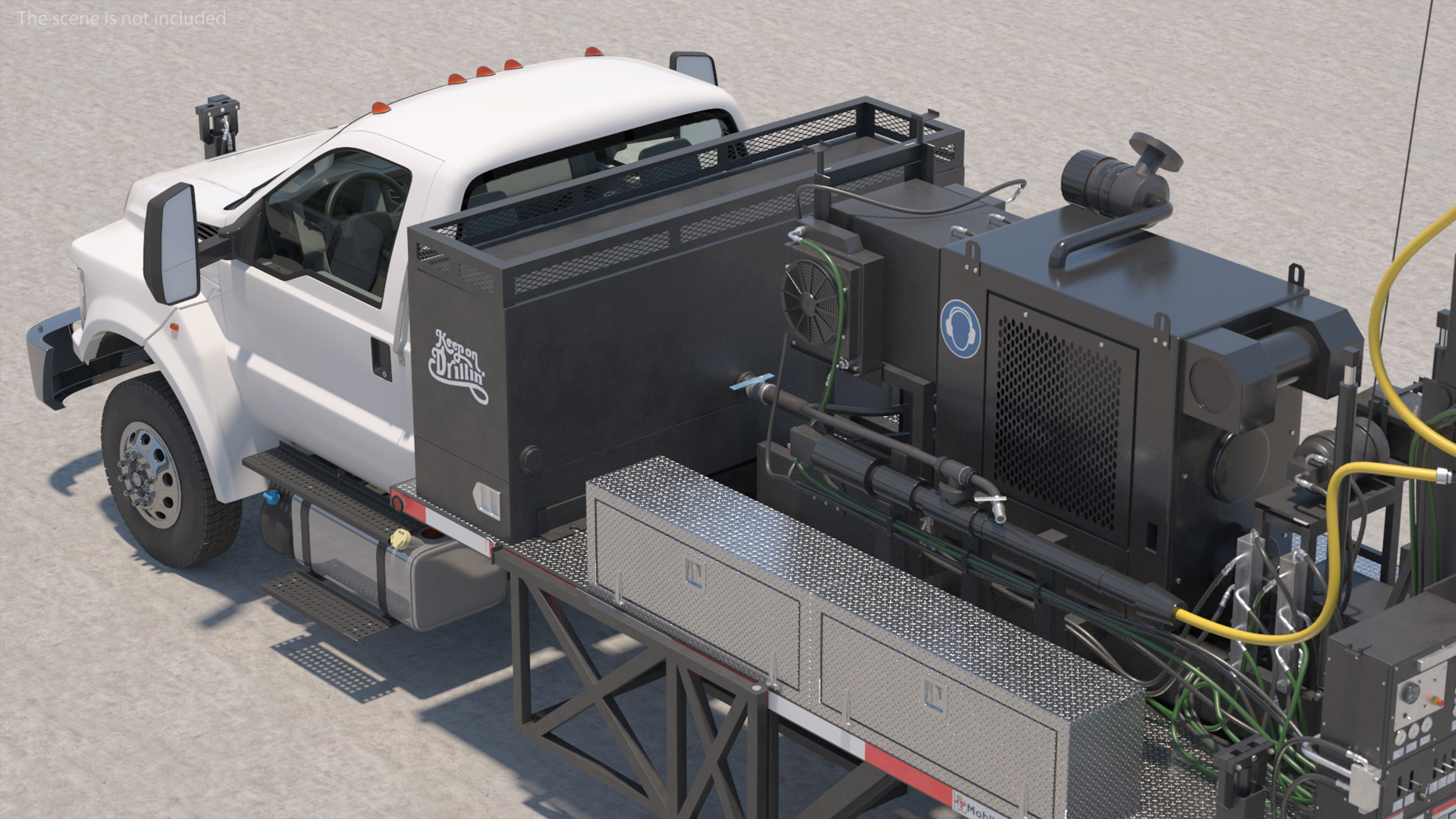 3D Working Mobile Drilling Rig on Truck