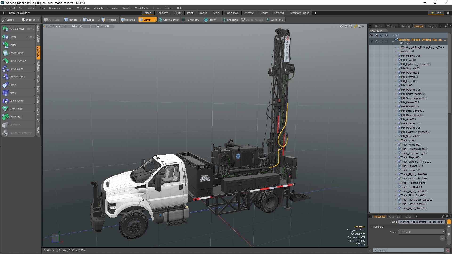 3D Working Mobile Drilling Rig on Truck