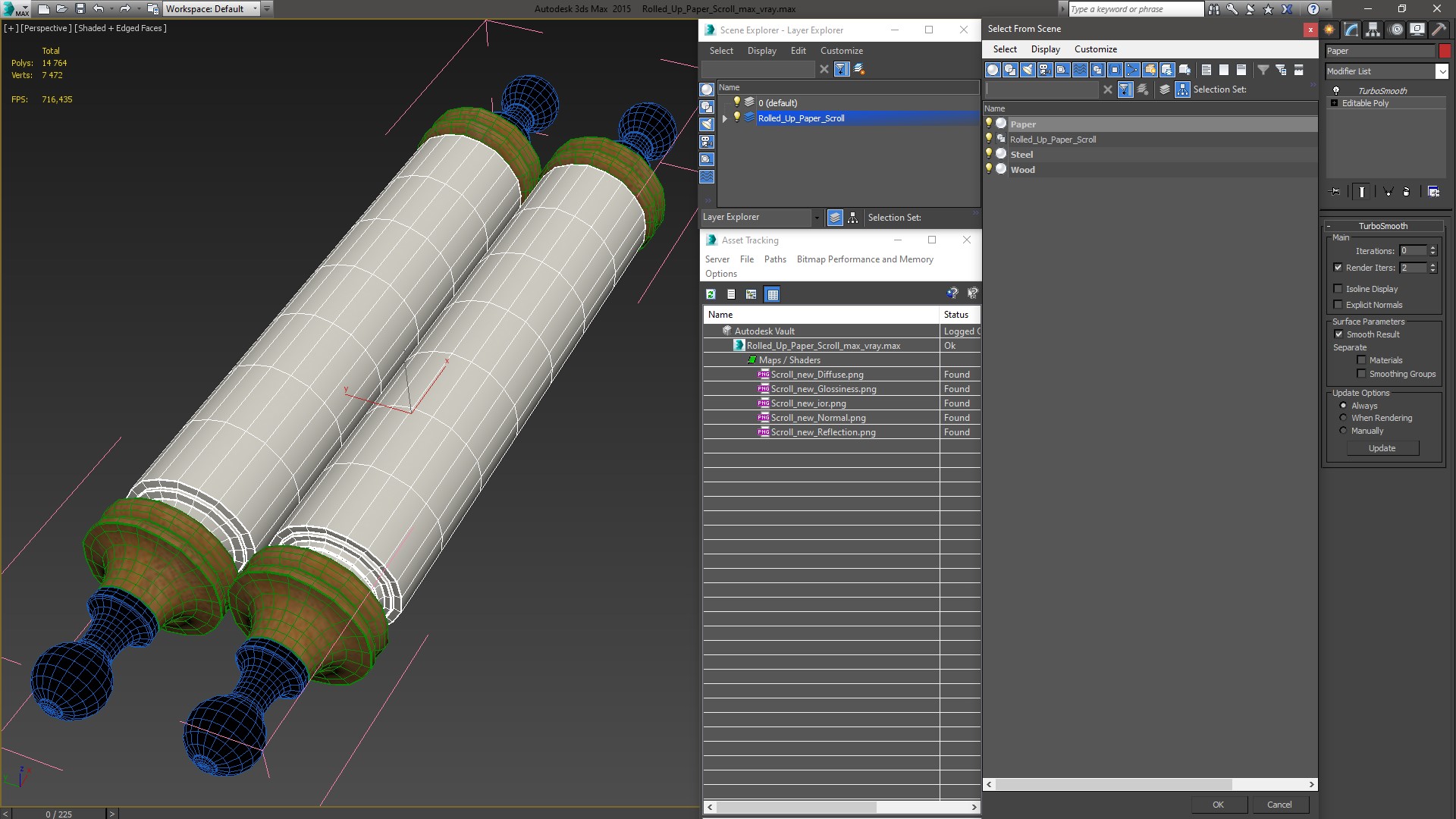 Rolled Up Paper Scroll 3D