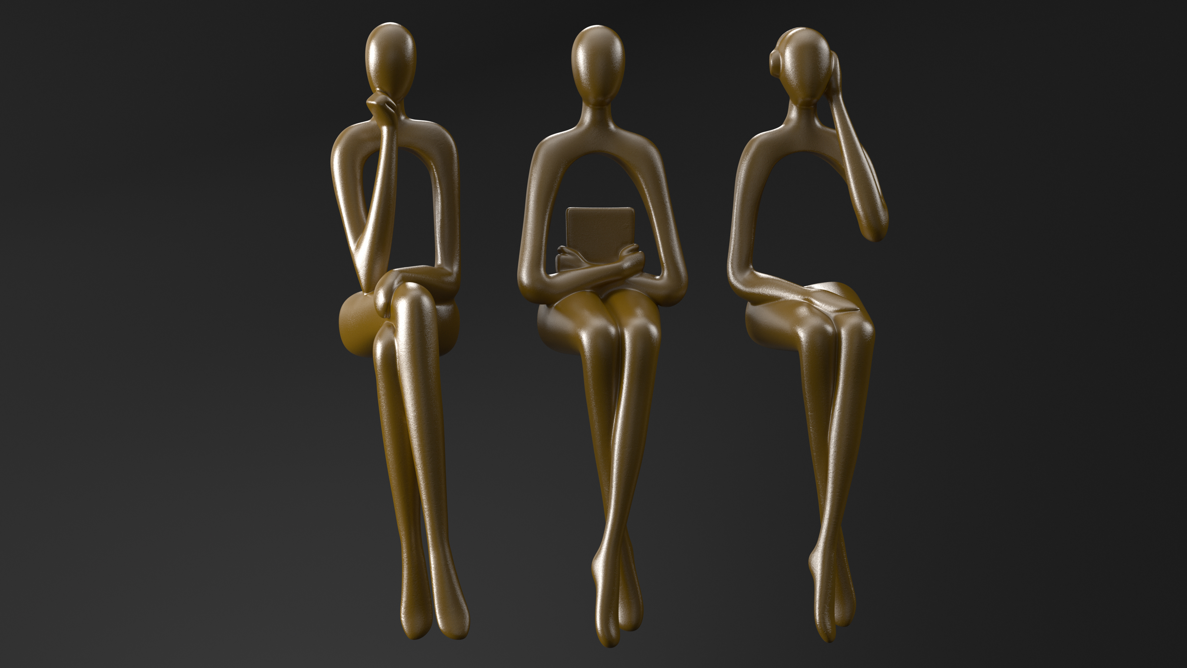 Home Decor Human Sculpture Gold Color 3D